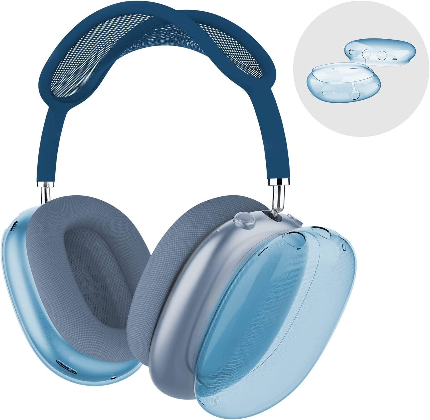 MOLOPPO for Airpods Max Case Cover, Clear Soft TPU Skin Anti-Scratch, Transparent Accessories Ultra Protective Cover for Apple Airpods Max(Clear)  MOLOPPO EA-Clear Blue  