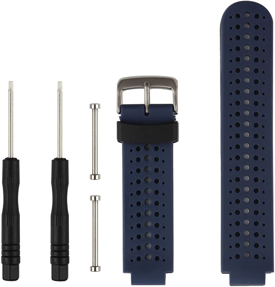 Replacement Smart Wrist Watch Accessory Band Strap for Garmin Forerunner 220/230/235/620/630/735Xt/235Lite, One Size  OLIVE INC. Navy Blue/Black  