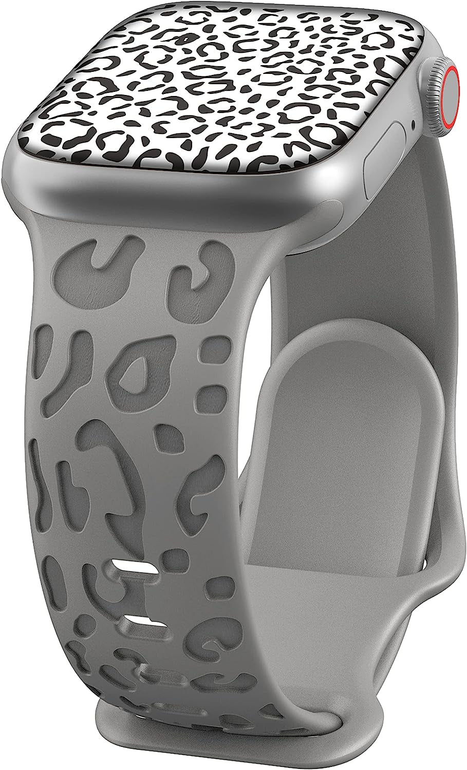 Kingofkings Leopard Engraved Band Compatible with Apple Watch Band 38Mm 41Mm 40Mm 44Mm 45Mm 49Mm 42Mm Women Men, Comfortable Cheetah Silicone Sport Bands for Iwatch Series 8 7 6 5 4 3 2 1 SE Ultra  KingofKings Grey 42mm/44mm/45mm/49mm 