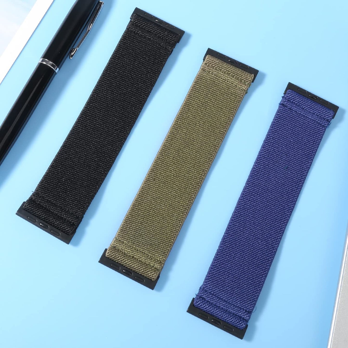 Ultra Wide Solo Loop Bands Compatible with Apple Watch Band 49Mm 38Mm 40Mm 41Mm 42Mm 44Mm 45Mm, Nylon Stretchy Braided Elastic Sport Women Men Strap for Iwatch Series Ultra 8 7 6 5 4 3 2 1 SE, 3 Packs  HPJK   