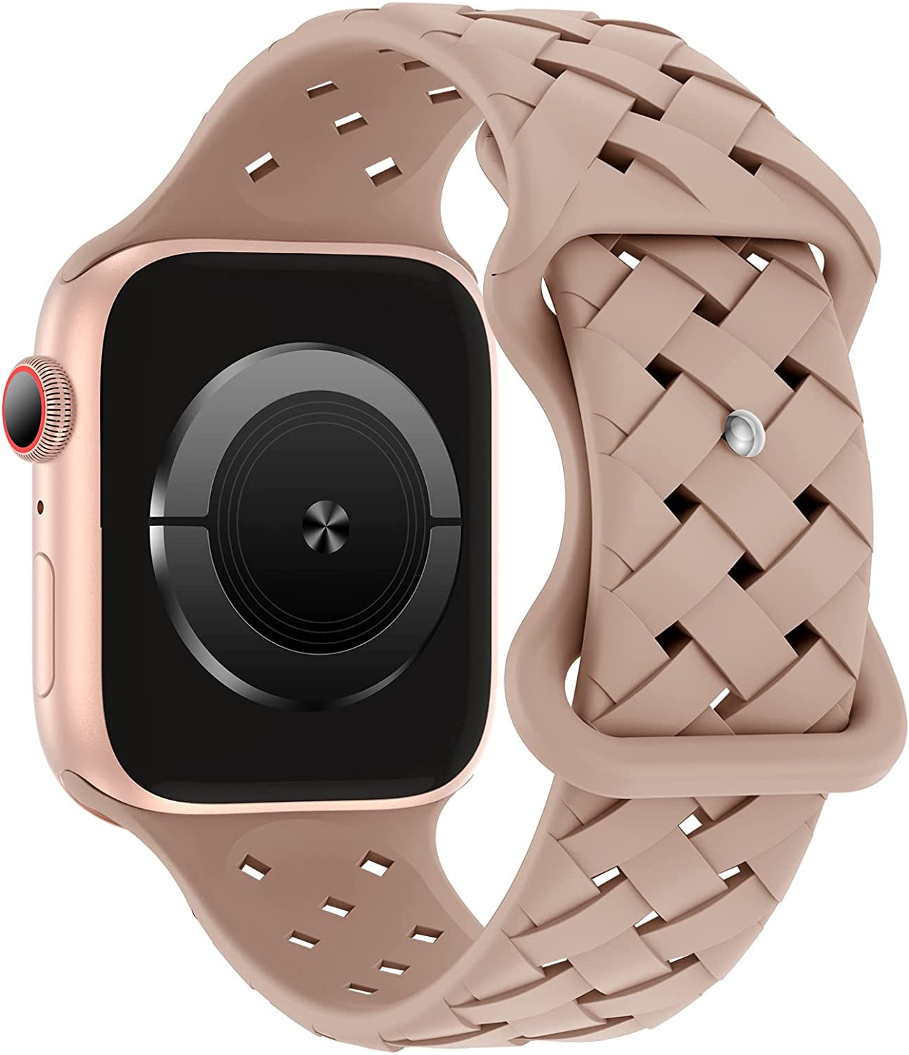 Distore Silicone Braided Weave Bands Compatible with Apple Watch 38Mm 40Mm 41Mm 42Mm 44Mm 45Mm 49Mm, Replacement Silicone Sport Breathable Strap for Iwatch Series Ultra SE 8/7/6/5/4/3/2/1 Women Men  Distore #Milk Tea 38mm/40mm/41mm 