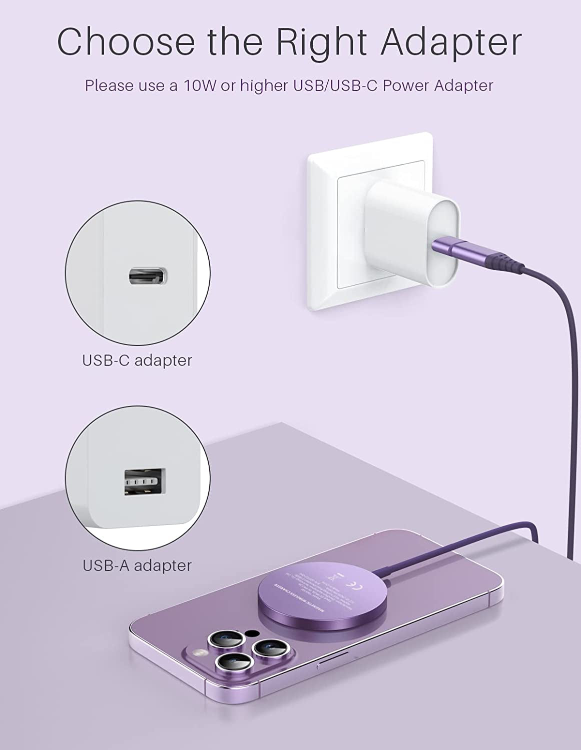 Compatible with Magsafe Charger for Iphone 14 - Mag Safe Magnetic Wireless Charger Pad for Iphone 14/14 Pro/14 Plus/14 Pro Max/13/13 Pro/13 Pro Max/13 Mini/12,[1 X USB C to USB Adapter][No AC Adapter]  YLLZI   