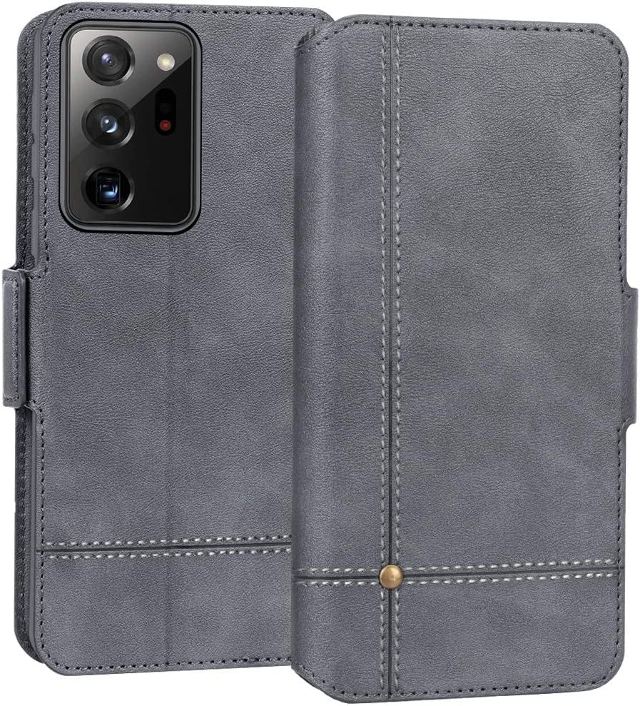 FYY Case for Samsung Galaxy Note 20 Ultra, Ultra Slim Flip Leather Wallet Phone Case Protective Shockproof Cover with Card Holder Kickstand Folio Case for Samsung Galaxy Note 20 Ultra 5G 6.9" Navy  GUANGZHOU WENYI COMMUNICATION EQIPMENT CO.,LTD Grey  