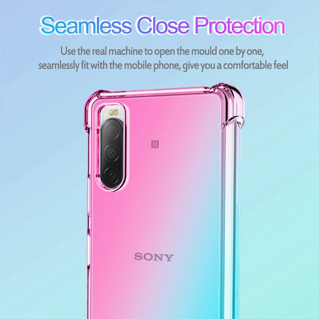 Ueokeird for Xperia 10 IV 5G Case, Sony 10 IV Case, Clear Cute Gradient Phone Case Slim anti Scratch Flexible TPU Cover Shockproof Protective Case for Sony Xperia 10 IV (Pink/Green)  Ueokeird   