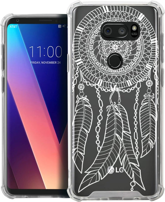 Casesondeck Crystal Case Compatible with [LG V30S Thinq and LG V30] Thin Slim Anti-Slip Grip Case with Bumper Edges Hard Back (Dreamcatcher)  CasesonDeck   