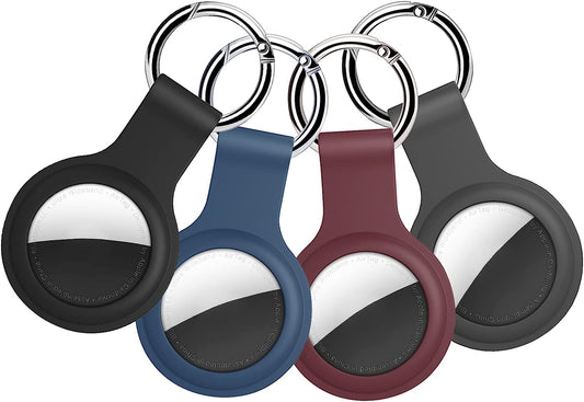 4 Pack Airtag Case for Apple Airtag, Protective Silicone Airtags Keychain Tracker Cover with Air Tag Holder, Finder Items for Dogs, Keys, Backpacks, Multi-Color Airtag Accessories  AHREE   
