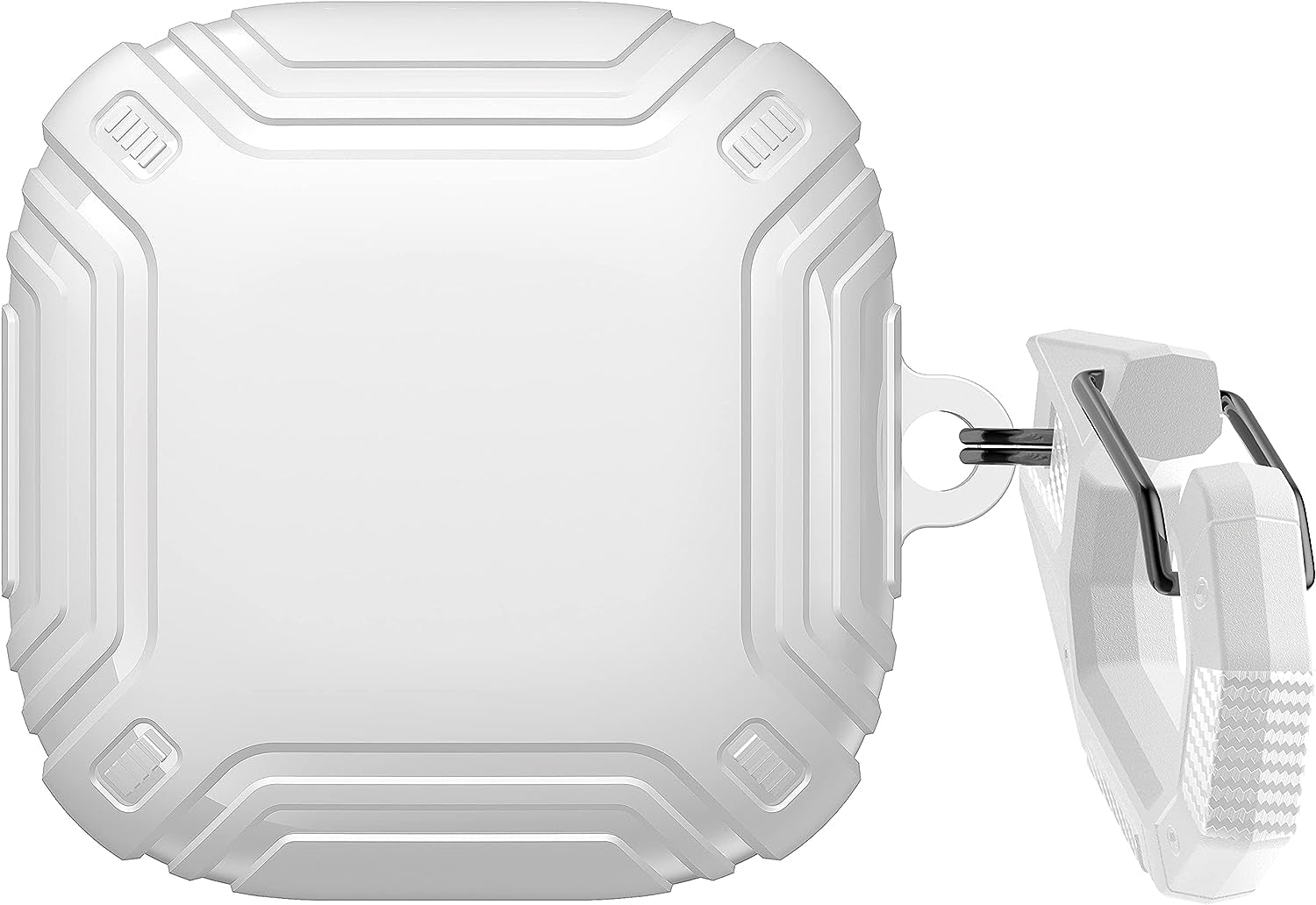 Valkit Compatible Beats Fit Pro Case Cover, Full Body Shockproof Military Shell Cool Protective Cover Skin with Keychain Men Women for New Beats Fit Pro Earbuds 2021, White  VKT   