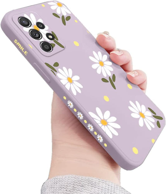 Sunswim for Galaxy A53 5G Case Cute Flowers Daisy Pattern Full Camera Lens Protection Shockproof TPU Bumper Liquid Silicone Protective Cover Phone Cases for Samsung Galaxy A53 5G 6.5" 2022-Purple  Sunswim   