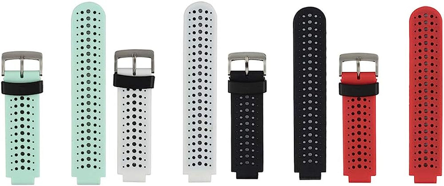 Honecumi Bands Compatible with Garmin Approach S20/ S5/ S6/Forerunner 220/230/ 235/235Lite/ 620/630/ 735/735XT Smart Watchband Wrist Band Strap for Men Women,Soft Silicone Colorful Band Accessory  honecumi 4 Pcs-Solid B  