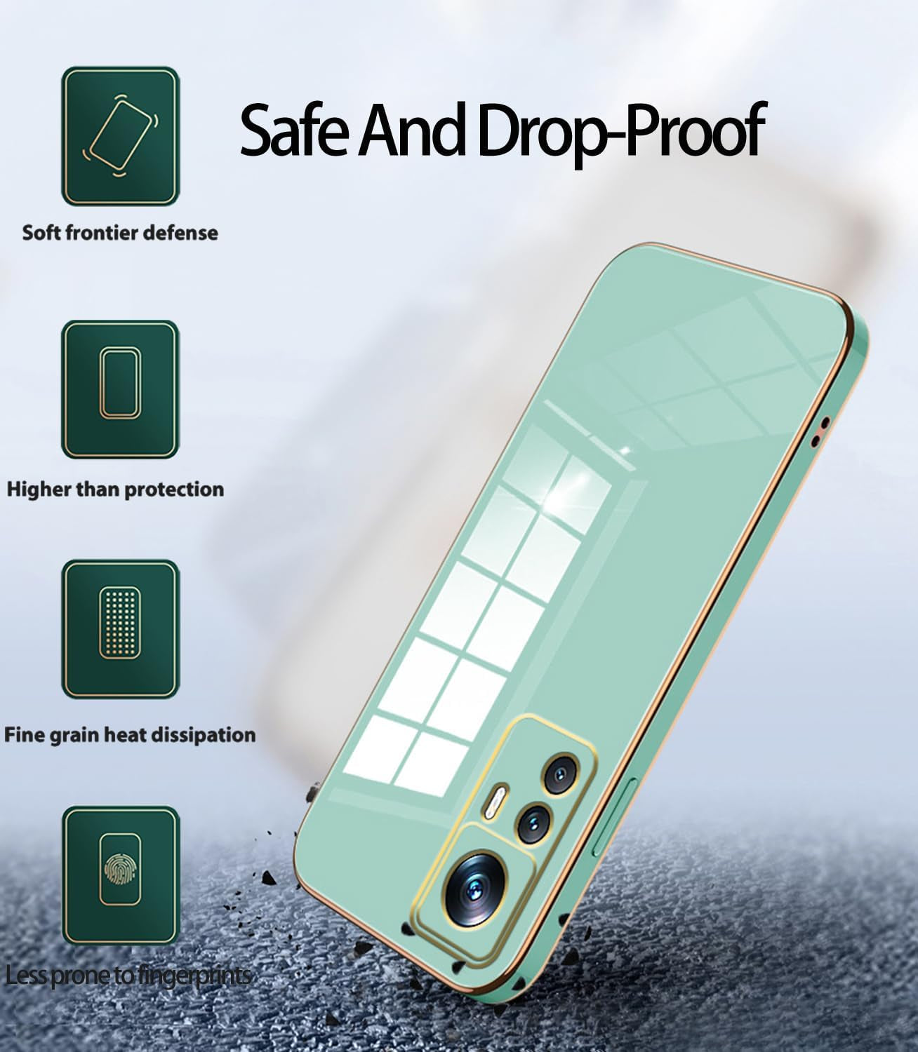 Wousunly Compatible with Redmi Note 12S Case Silicone Pink, Plating Xiaomi Redmi Note 12S Phone Case Shockproof Thin and Soft Cover (Green)  Wousunly   