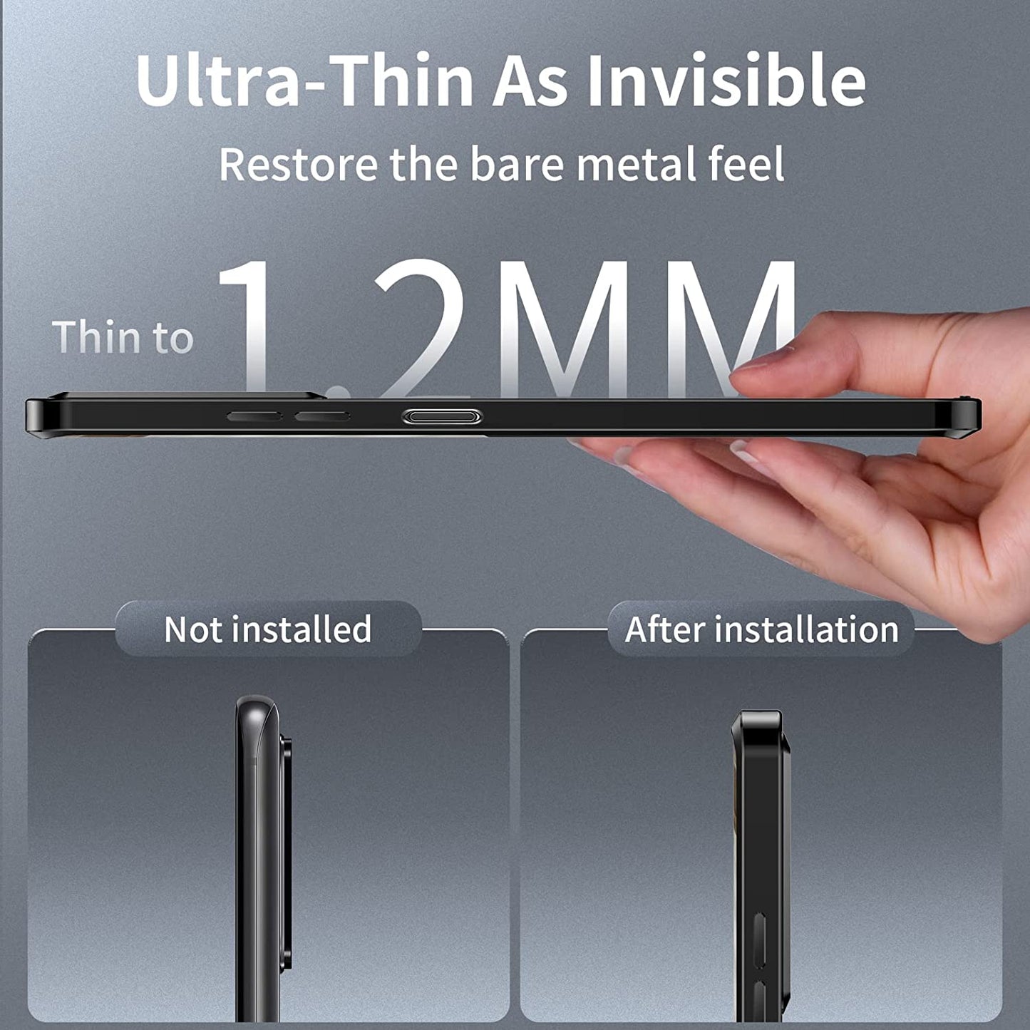 Metal Case for Sony Xperia 1 V (2023), Military-Grade Metal Bumper Shockproof Translucent Cover Matte PC Back Cover with Magnetic Wireless Chager Camera Lens Protection for Sony Xperia 1 V (Black)  YZBYFON   