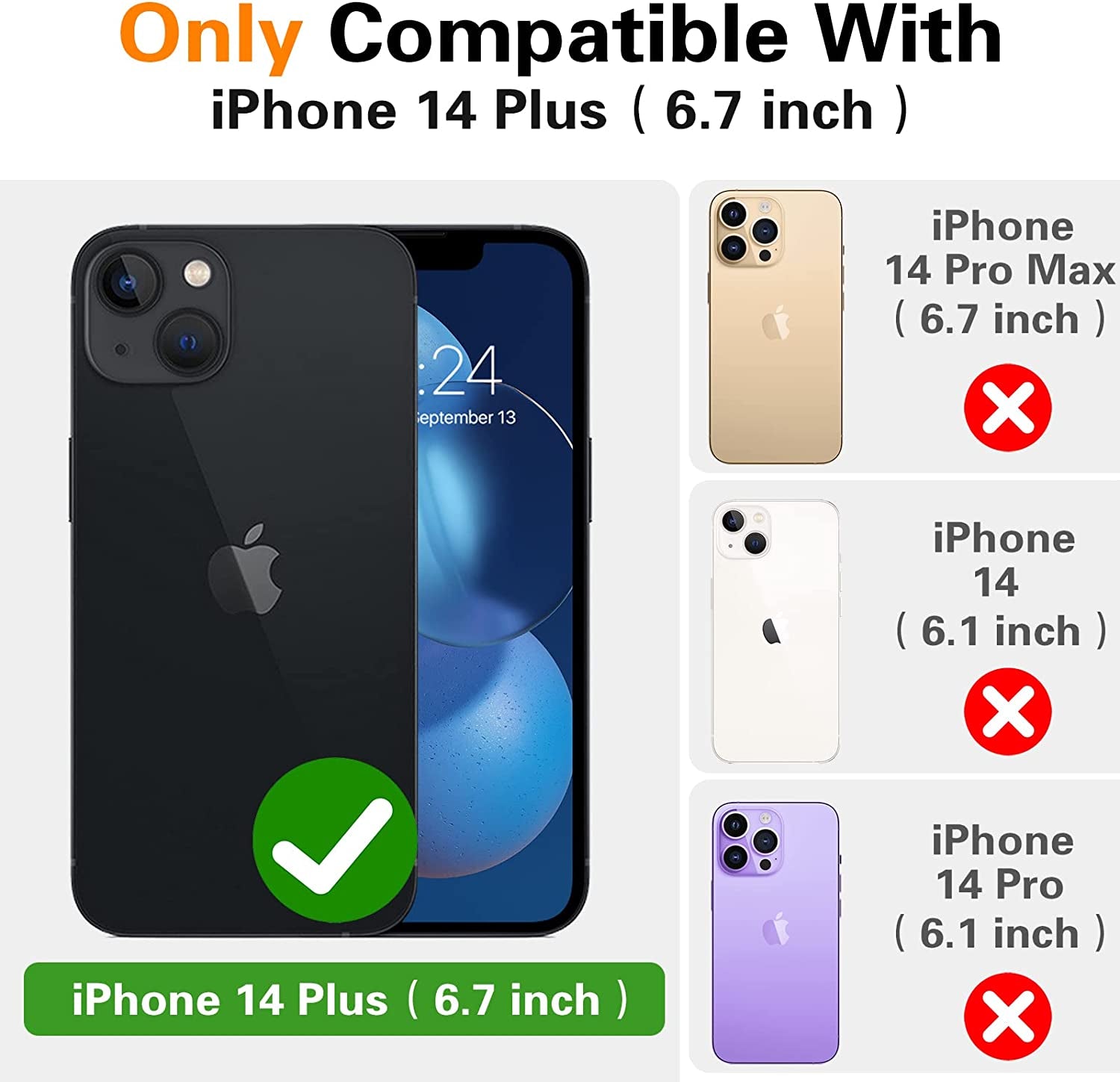 Oterkin for Iphone 14 plus Case, [4 in 1] Iphone 14 plus Phone Case with [2Pcs 9H HD Tempered Glass Screen Protectors][360°Rotatable Stand Ring][10Ft Military Grade] Case for Iphone 14 plus (Pink)  Oterkin   