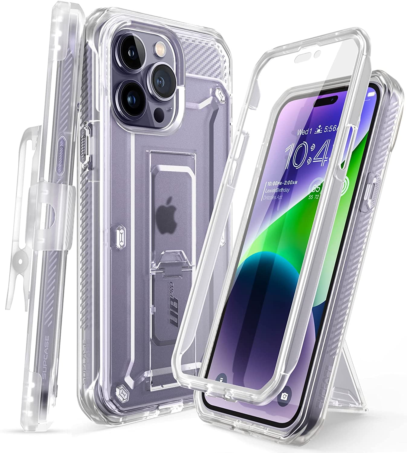 SUPCASE Unicorn Beetle Pro Case for Iphone 14 Pro Max 6.7", with Built-In Screen Protector & Kickstand & Belt-Clip Heavy Duty Rugged Case (Frostgreen)  SUPCASE Clear  