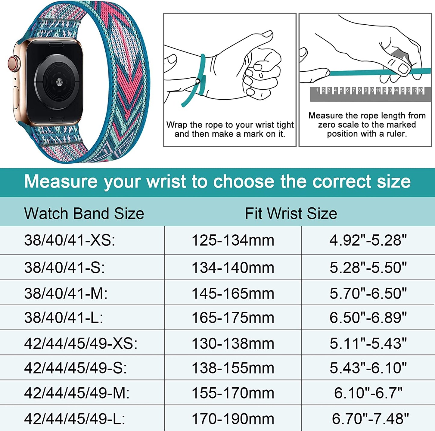 HILIMINY 10 Pack Stretchy Solo Loop Bands Compatible with Apple Watch 38Mm 40Mm 41Mm 42Mm 44Mm 45Mm 49Mm Men Women, Braided Elastic Nylon Sport No Buckles Straps for Iwatch Ultra SE Series 8 7 6 5 4 3 2 1  HILIMNY   