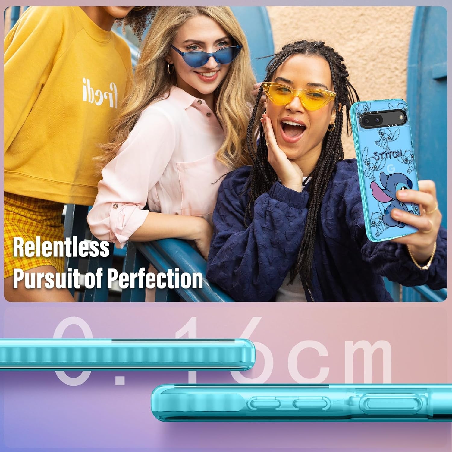 Ulirath (2In 1 for Pixel 6A Case Cute Cartoon Character Design for Girls Kids Boys Teens Women Girly Cover Kawaii Cool TPU Cases with Ring Holder for Google Pixel 6A 6.1",Blue Kiss  Ulirath   