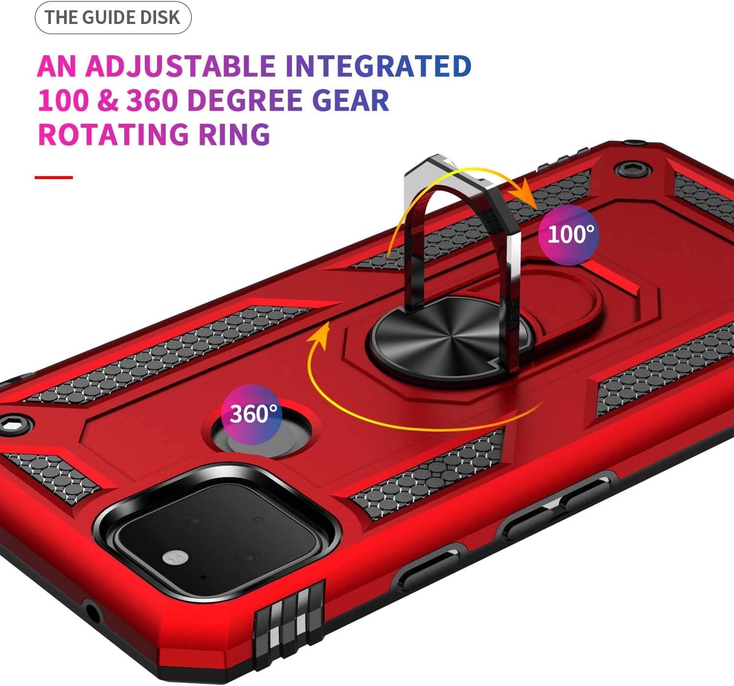 ADDIT Phone Case for Google 4A 5G,Google Pixel 4A 5G Case, Military Grade Protective Google Pixel 4A 5G Cases Cover with Ring Car Mount Kickstand for Google Pixel 4A 5G - Red  ADDIT   