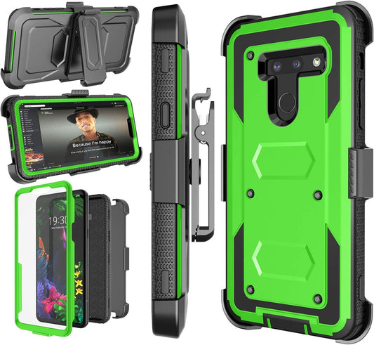 Njjex Compatible with LG G8 Thinq Case/Lg G8 Holster Case, [Nbeck] Shockproof Heavy Duty Built-In Screen Protector Rugged Locking Swivel Belt Clip Kickstand Hard Shell Cover [Green]  NJJEX   