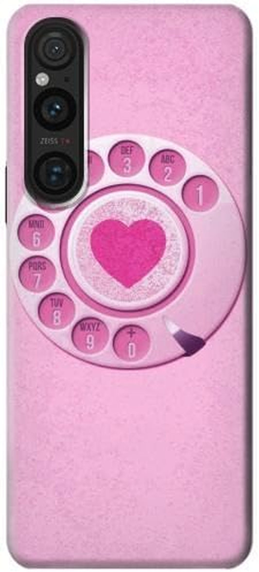 R2847 Pink Retro Rotary Phone Case Cover for Sony Xperia 1 V  jjphonecase   