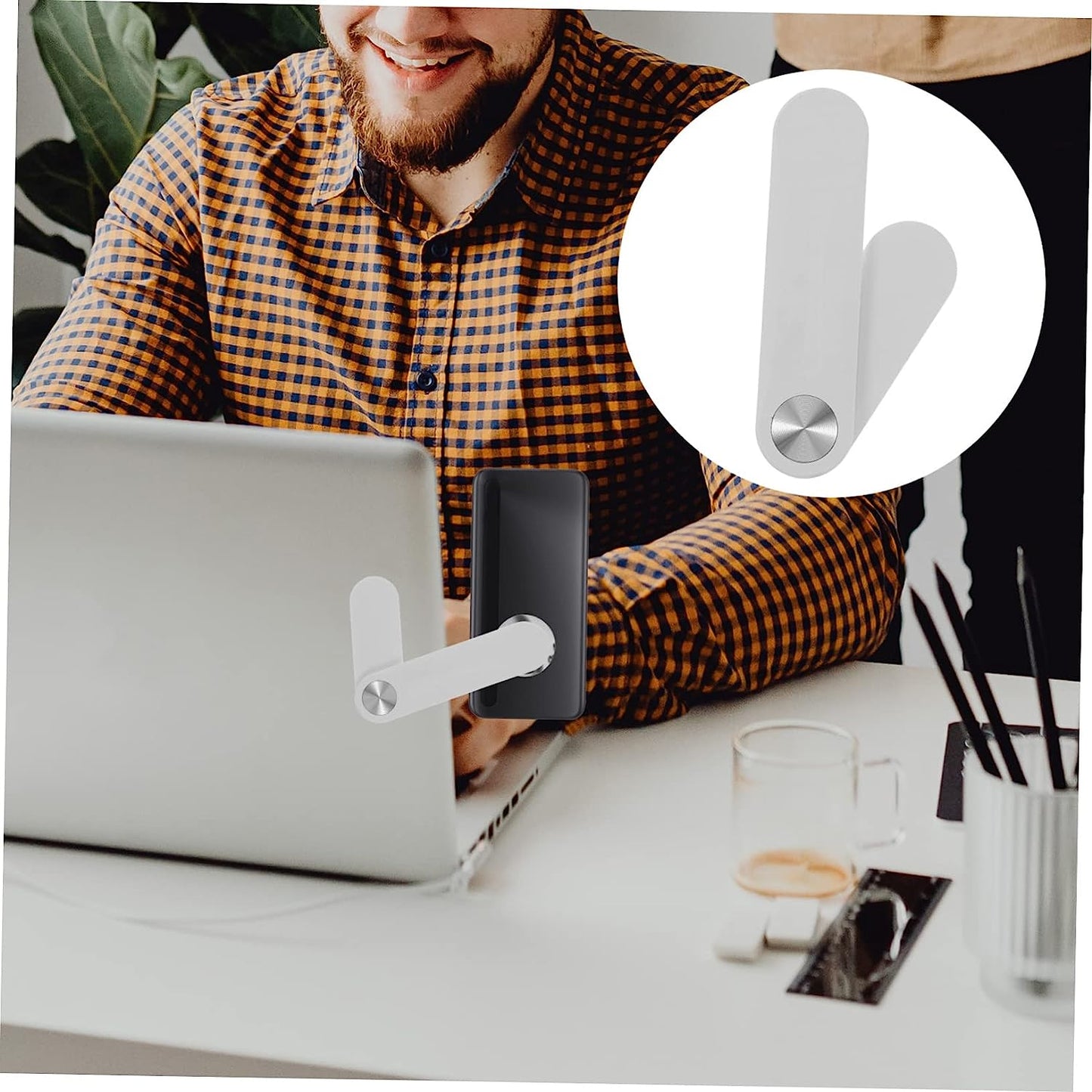 OKUMEYR Screen Phone Holder Magnetic Mount Cell Phone Stand for Desk Laptopp Laptop Phone Mount Phone Monitor Mount Laptop Phone Holder Magnetic Mobile Laptop Stand for Desk Small Stand  OKUMEYR   