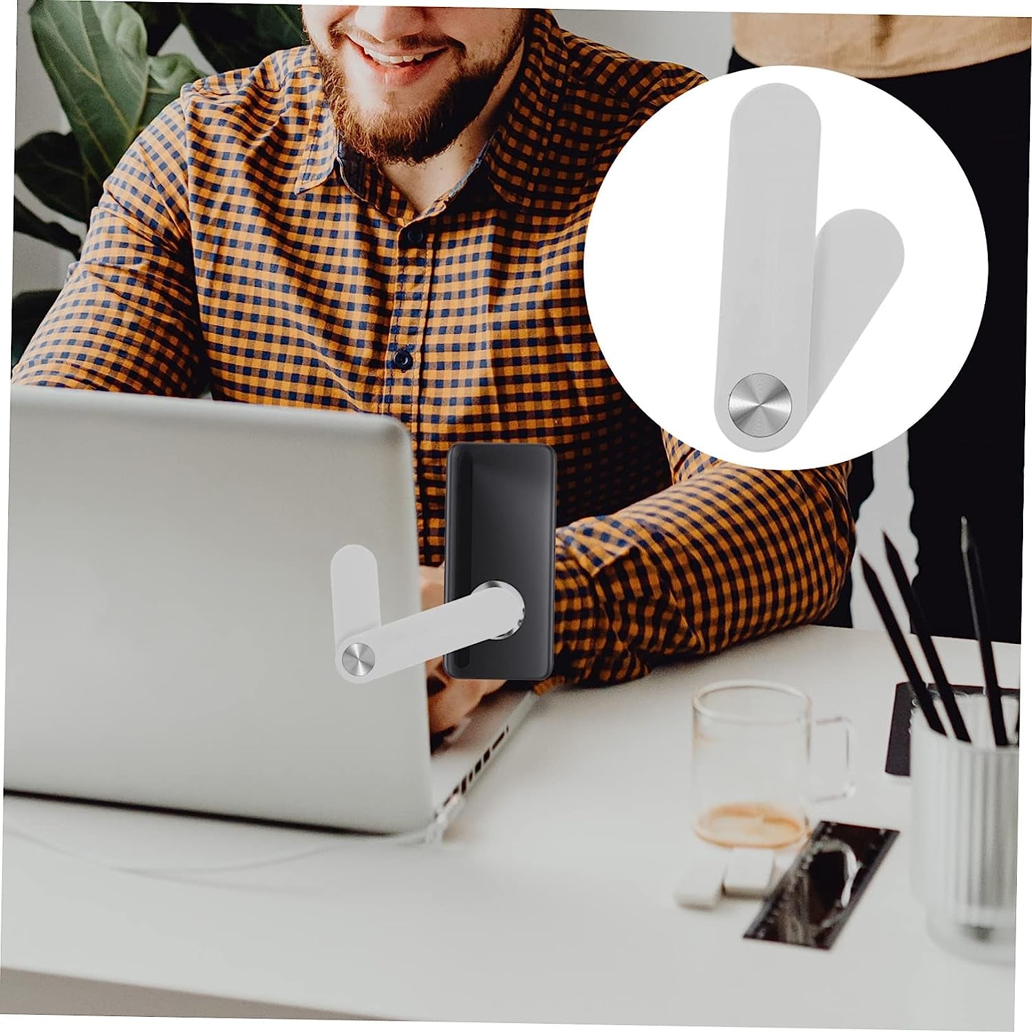 OKUMEYR Screen Phone Holder Magnetic Mount Cell Phone Stand for Desk Laptopp Laptop Phone Mount Phone Monitor Mount Laptop Phone Holder Magnetic Mobile Laptop Stand for Desk Small Stand  OKUMEYR   