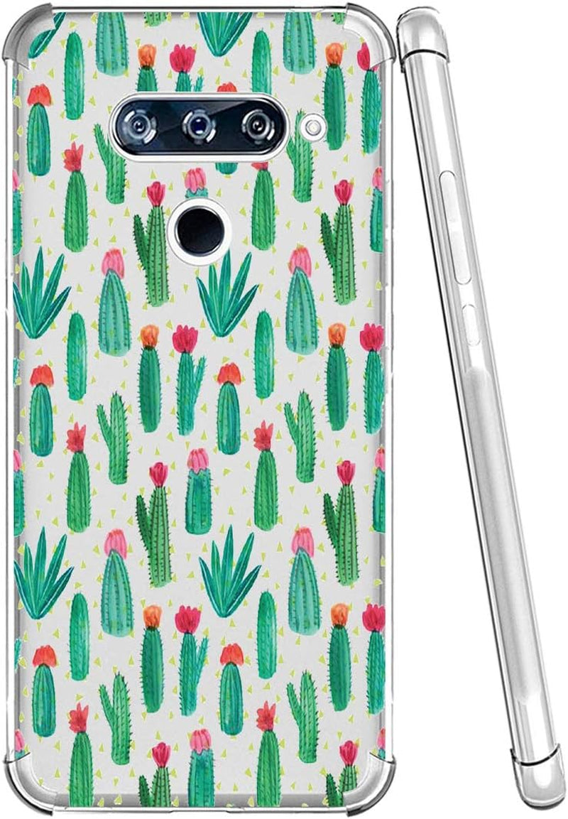 Gufuwo Flowers Clear Slim Designed for LG V40 Thinq Case,For LG V40 Case, Shock-Absorption Floral Flexible Soft TPU Protective Case Cover for LG V40 Thinq (Cactus)  Gufuwo   
