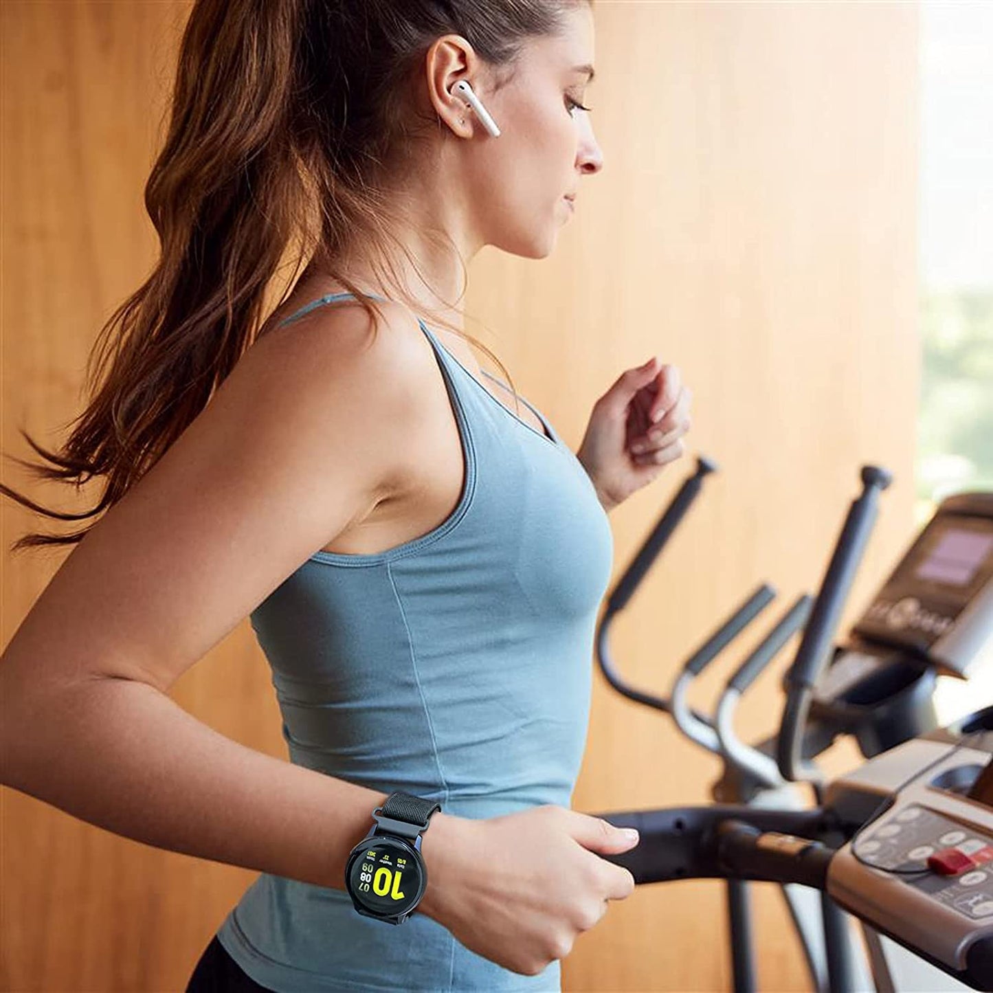 2PACK AHXLL Nylon Bands Compatible with Samsung Galaxy Watch Active 2 44Mm 40Mm/Active 40Mm/Galaxy Watch 3 41Mm/ Galaxy Watch 4 40Mm 44Mm /Galaxy Watch 5 Pro 45Mm, 20Mm Stretchy Sport Loop Breathable Wristband (Black+Army Green)  AHXLL   