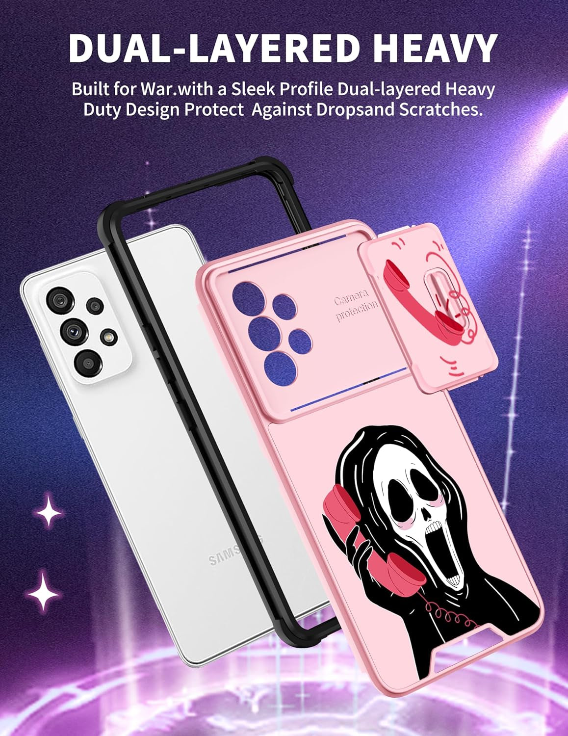 Goocrux for Samsung Galaxy A53 5G Case Skeleton for Women Girls Cute Skull Girly Phone Cover Gothic Design Aesthetic with Slide Camera Cover Funny Cool Cases for Galaxy A53 6.5''  Goocrux   