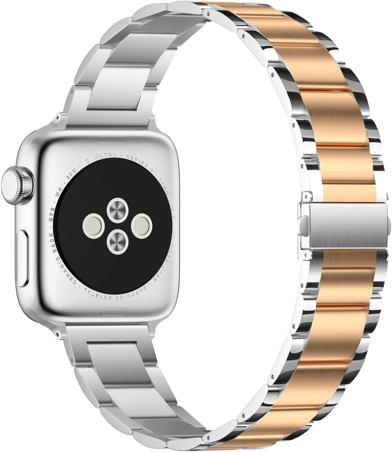 CINORS Metal Dressy Watch Band Compatible with Apple 8 41Mm Iwatch Iphone Rose Gold and Silver Womens Bands 41 40Mm Thin Link Bracelet 38Mm Stainless Steel Watches Strap for Series 7 6 5 4 3 2 1 SE  CINORS   