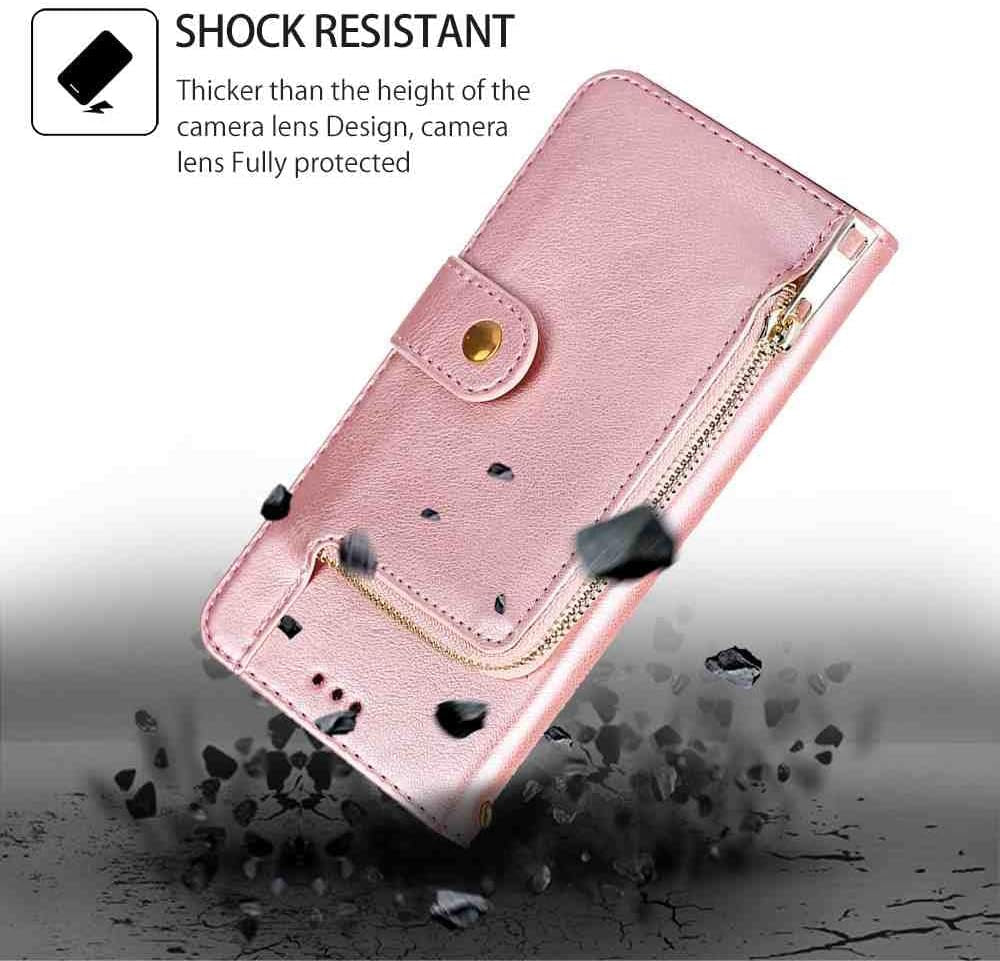 Mojiery Phone Cover Zipper Wallet Folio Case for LG V40 THINQ, Premium PU Leather Slim Fit Cover for V40 THINQ, 1 Photo Frame Slot, 3 Card Slots, Dirt-Proof, Golden  MojieRy   