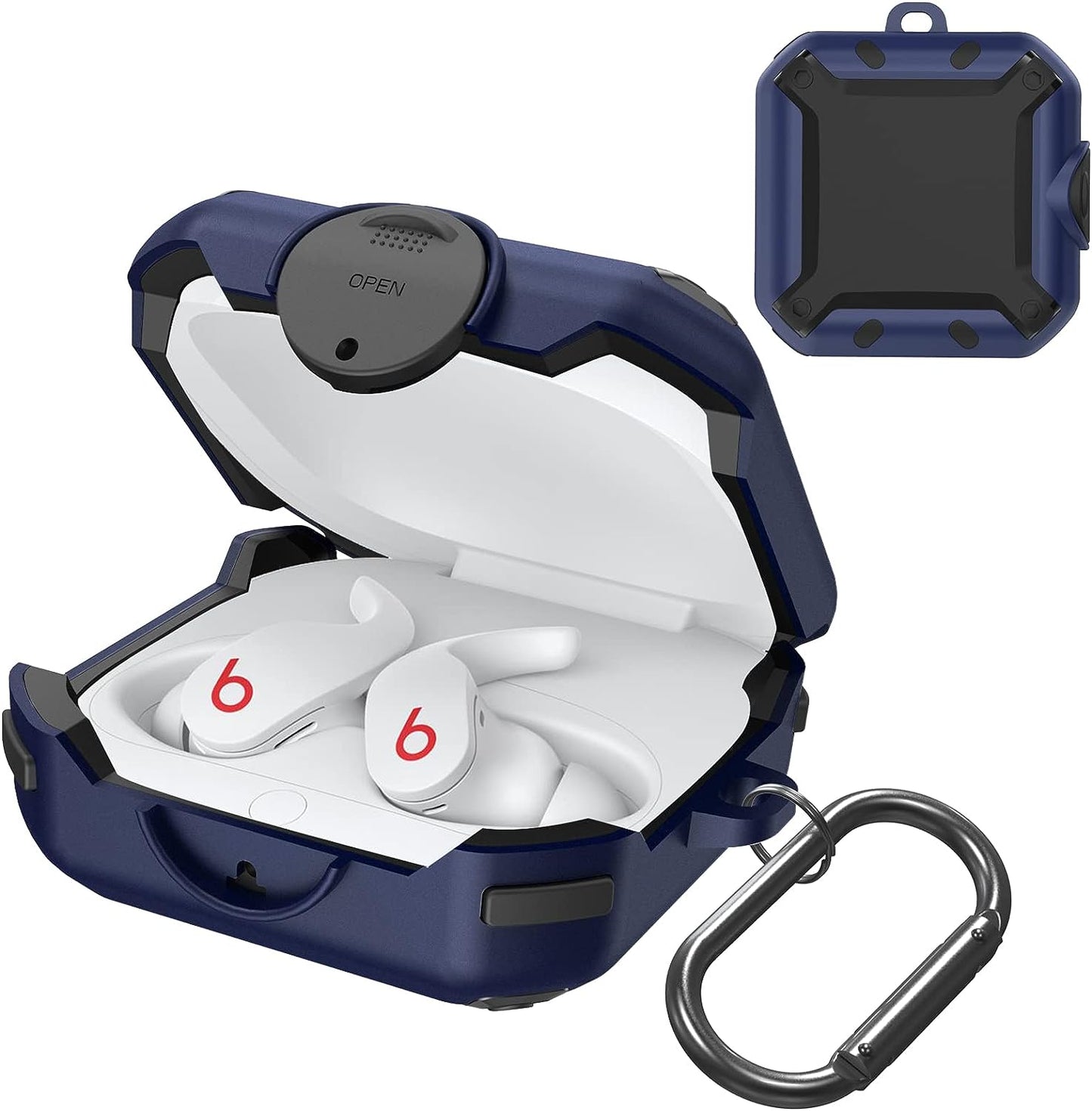 Case for Beats Fit Pro 2021, Secure Lock Cases Compatible with Beats Fit Pro Protective Cover Earbuds Carry Switch Protector with Anti-Lost Carabiner (Red)  AIBEAMER Blue  