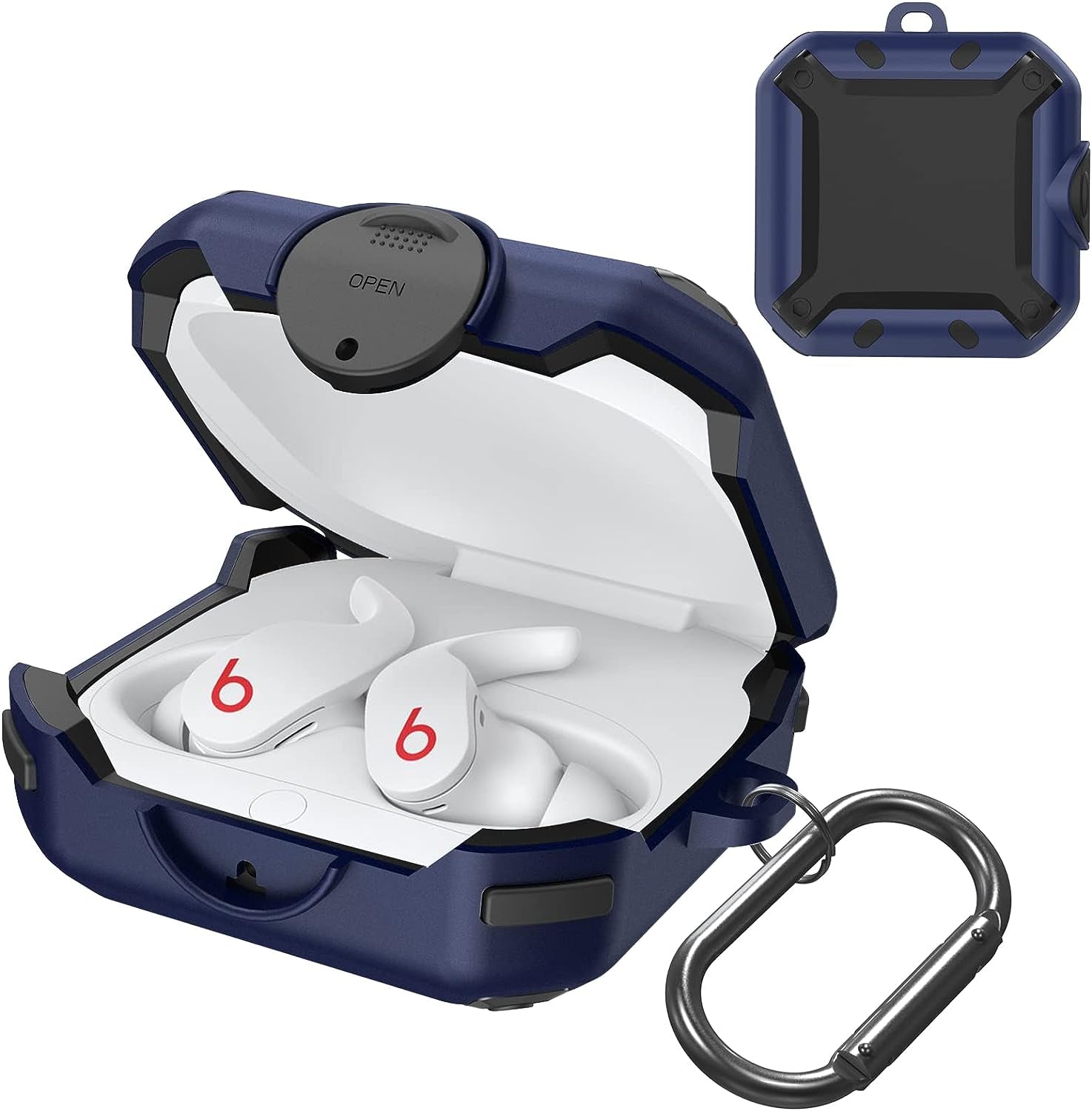 Case for Beats Fit Pro 2021, Secure Lock Cases Compatible with Beats Fit Pro Protective Cover Earbuds Carry Switch Protector with Anti-Lost Carabiner (Red)  AIBEAMER Blue  