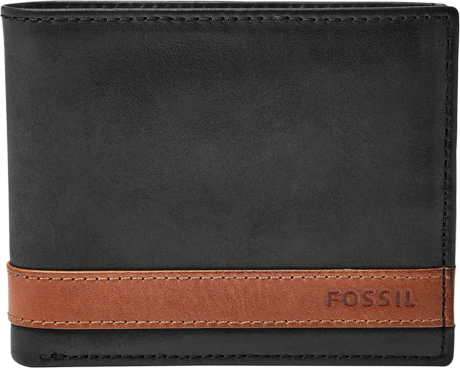 Fossil Men'S Leather Bifold Wallet with Flip ID Window  Fossil Men's Accessories Quinn Black  