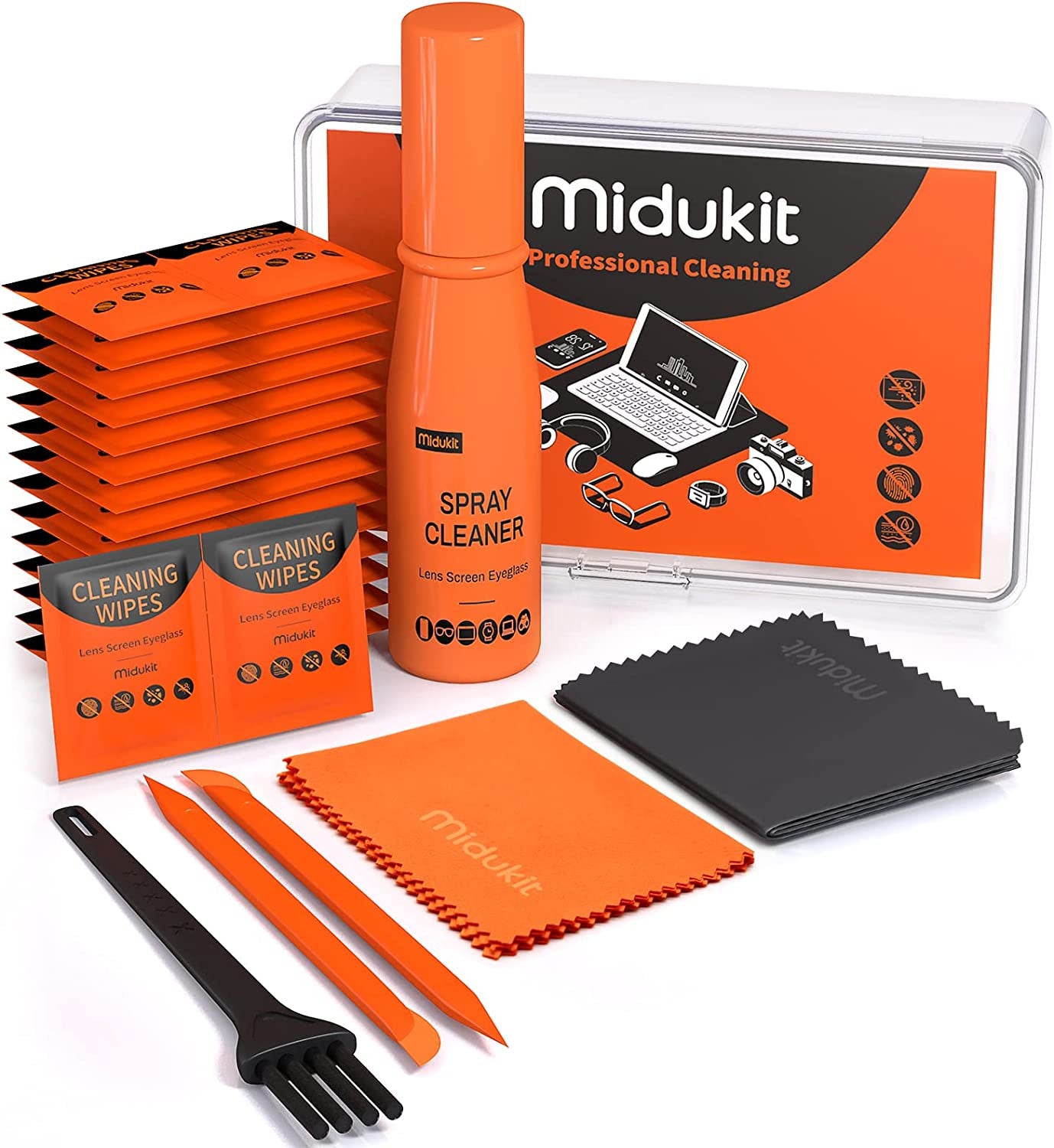 Cleaning Kit for Iphone Cell Phone Airpod, Charging Port Cleaning Tool for Iphone, Cleaner Kit for Iphone Screen Earbud Eyeglass Laptop PC, Cleaning Tool for Apple Iphone Charger Lightning Port USB C  Midukit   