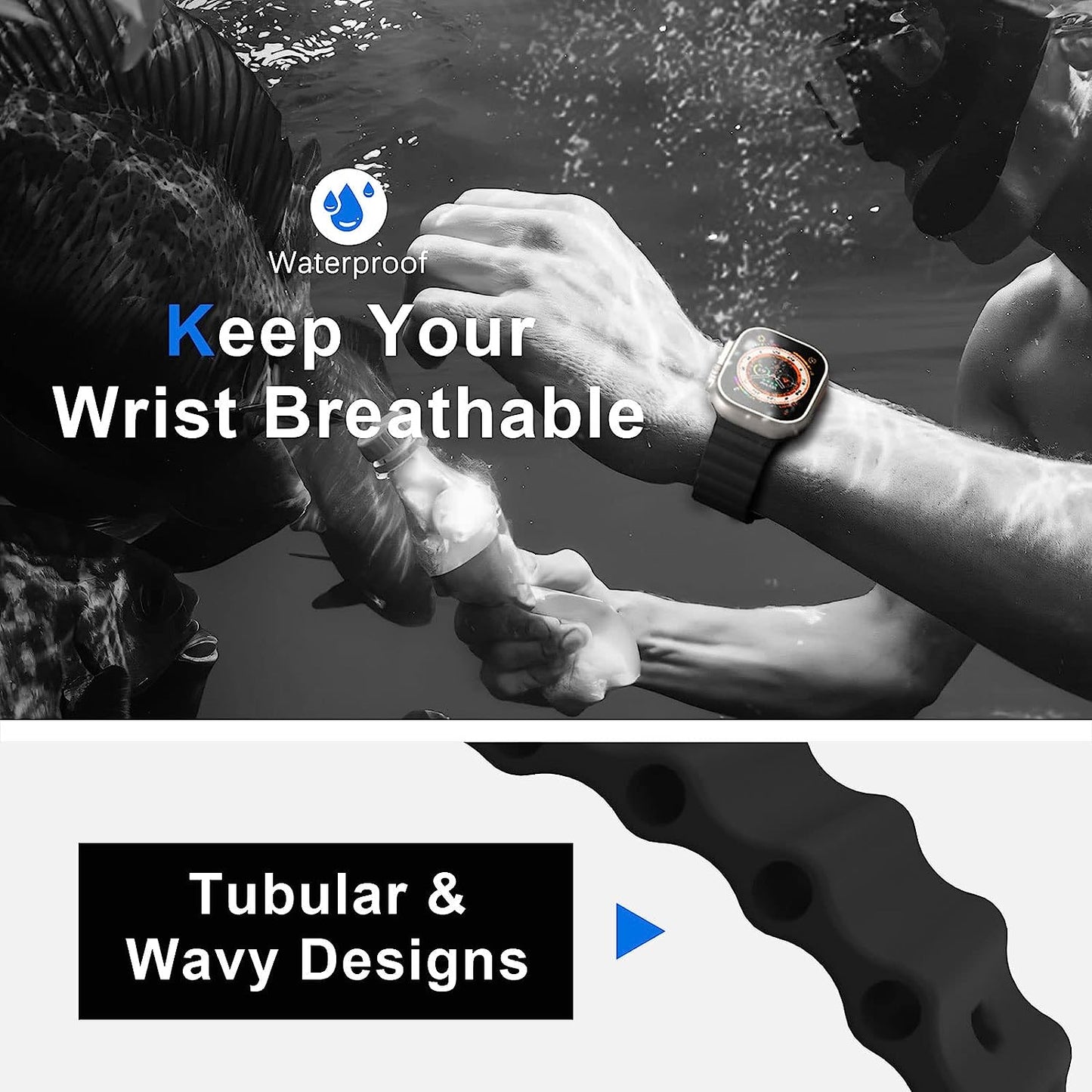 DAMAFE Silicone Band Compatible with Apple Watch Ultra Ocean Band 49Mm 45Mm 44Mm 42Mm 41Mm 40Mm 38Mm for Iwatch Ultra/Se/Series 8 7 6 5 4 3 2 1  DAMAFE   