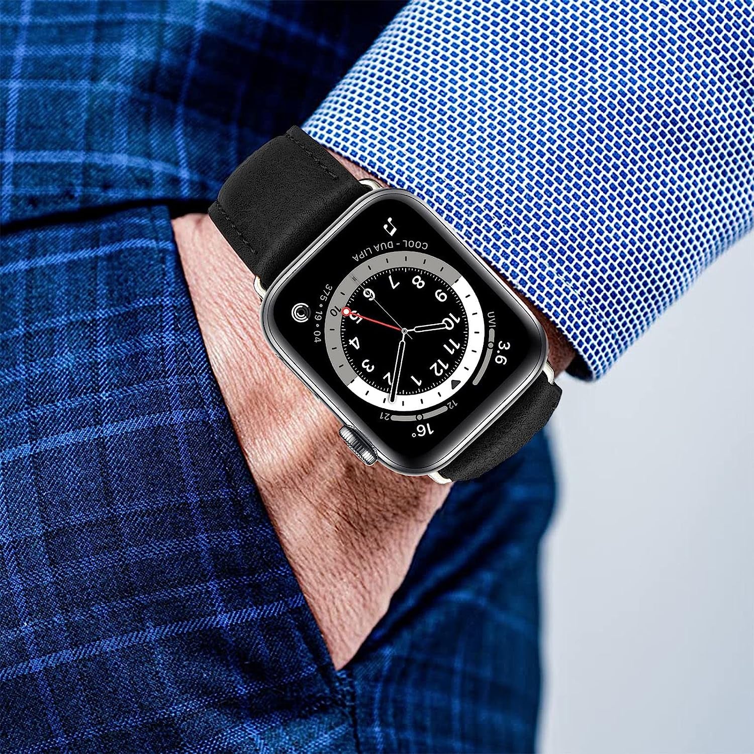 YUETUOL Compatible with Apple Watch Band Leather Replacement Band Strap Men Women Compatible with Apple Watch Ultra SE2 SE Series 8 7 6 5 4 3 2 1 / 38Mm 40Mm 41Mm 42Mm 44Mm 45Mm 49Mm  YUETUOL   