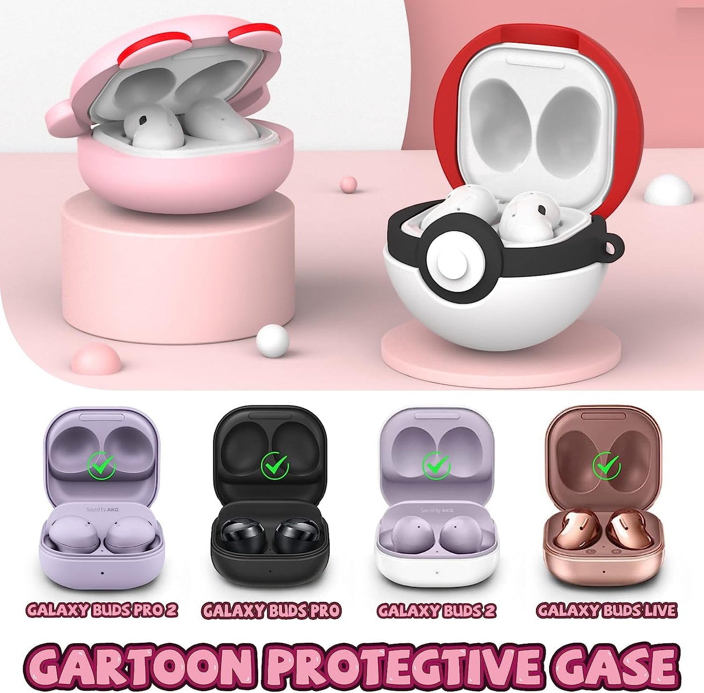 [2Pack] Cute Cover for Galaxy Buds Pro 2 Case/Galaxy Buds 2 Case/Galaxy Buds Pro Case/Galaxy Buds Live Case,3D Cartoon Anime Silicone Protective Cover for Samsung Earbuds Case  Moruglu   