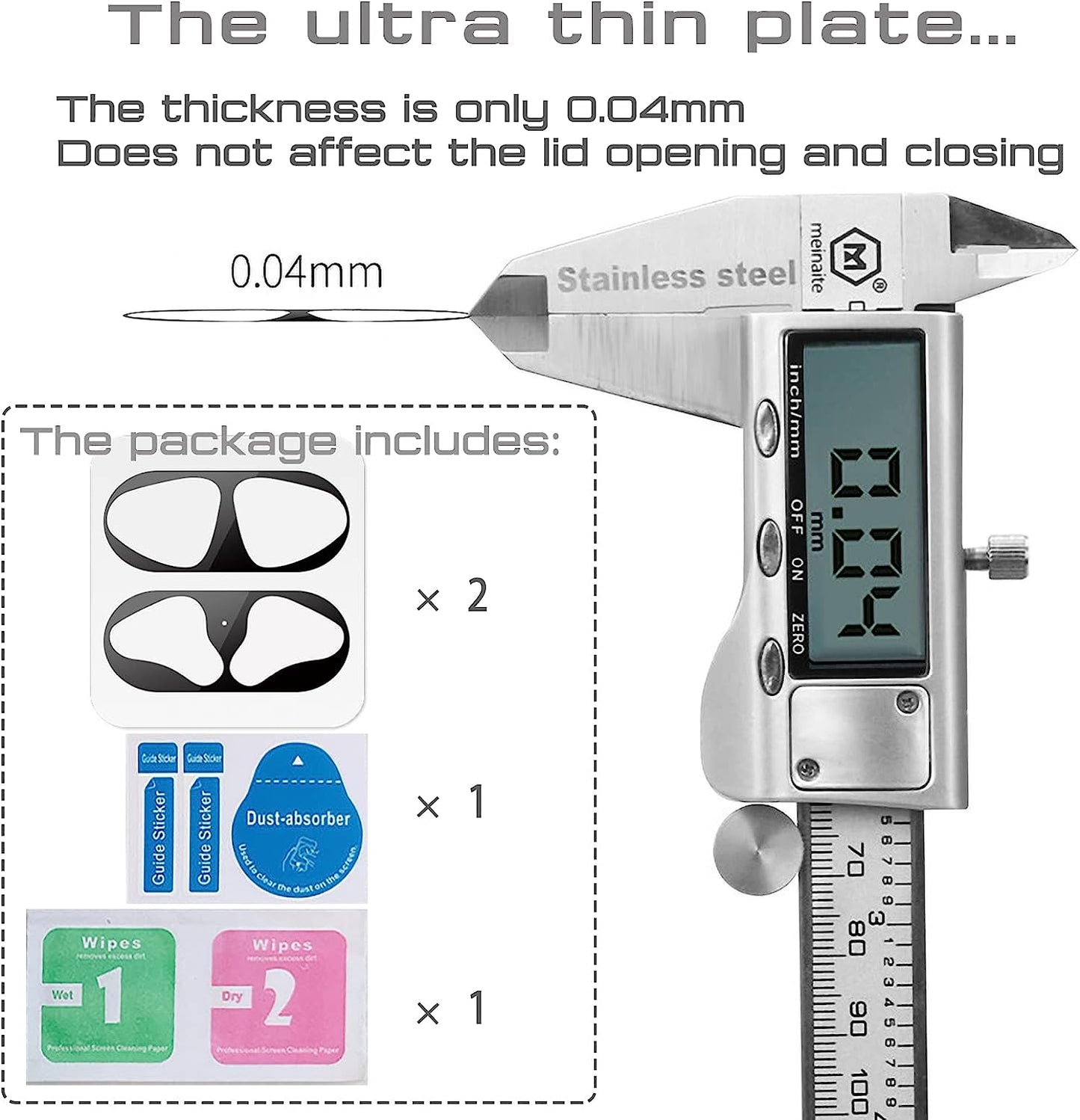 Johncase 2 Sets Dust Guard Sticker Compatible with Airpods Cases 1Rd/2Rd Generation W/Hole (Black)  Johncase   