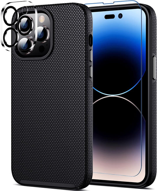 ALOFOX for Iphone 14 Pro Max Case [Military Grade Drop-Proof] [Tempered Glass Screen Protector + Camera Lens Protector] Dual Layer Heavy Duty Shockproof Case-Matte Black  ALOFOX   