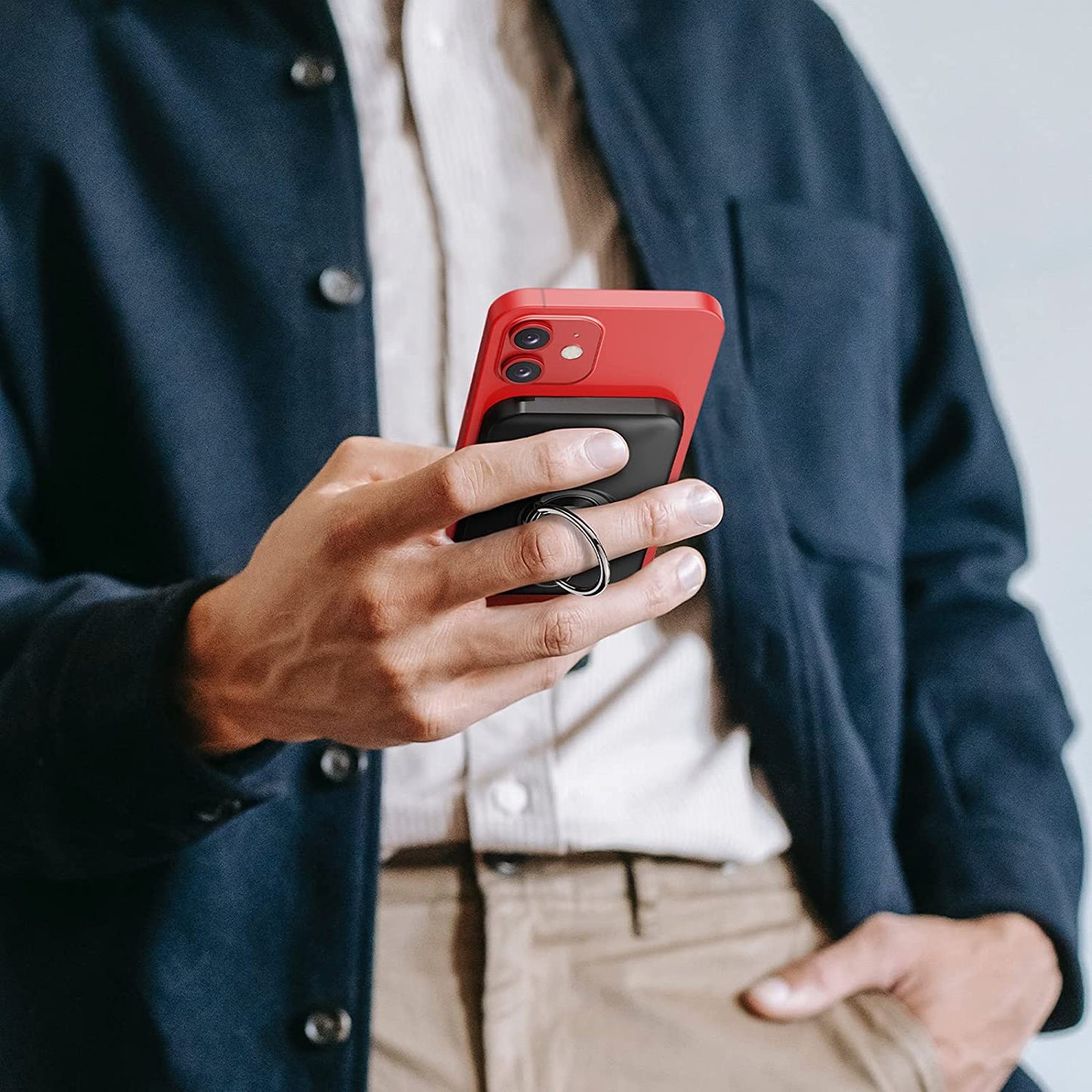 Iwalk Magnetic Wireless Power Bank, 6000Mah Portable Charger with Finger Holder, Stronger Magnet Stick for Phone with Unique Mag-Suction Tech, Only Compatible with Iphone 14/13/12 Pro Max  iWALK   