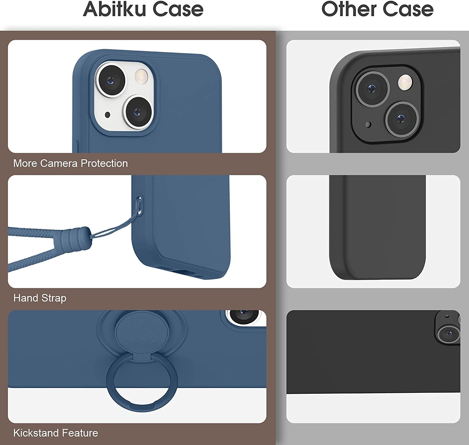 Abitku Compatible with Iphone 13 Mini Case, Silicone with 360°Ring Kickstand Holder (Support Magnetic Car Mount) Microfiber Cloth Designed for Iphone 13 Mini 5.4 Inch (Blue)  ABITKU   