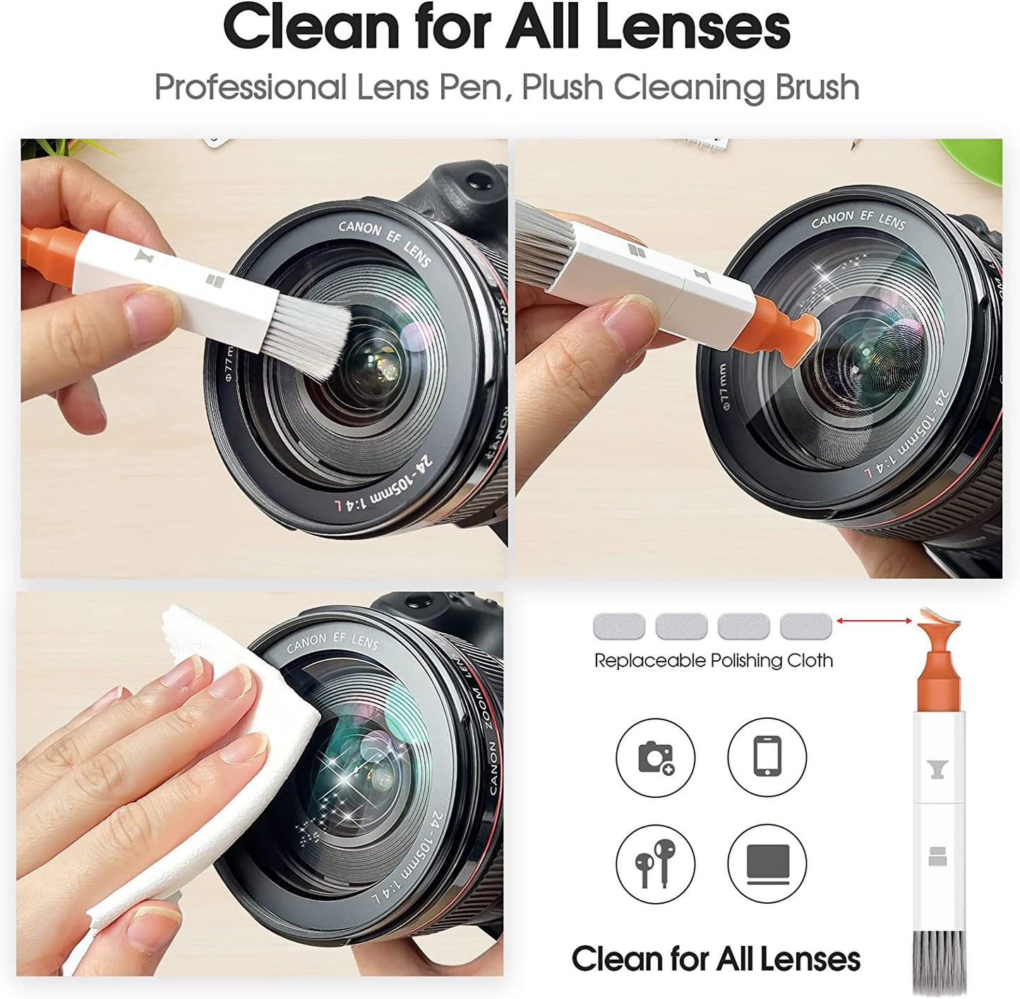 10-In-1 Keyboard Cleaner, Laptop Cleaning Kit Lens Pen for DSLR Cameras, 3 in 1 Earbud Cleaner Pen, Computer Cleaning Kit, Polish Cleaning Cloth Brush for Screen/Electronic/Macbook/Phone/Ipad/Pc/  Grete Gotye   