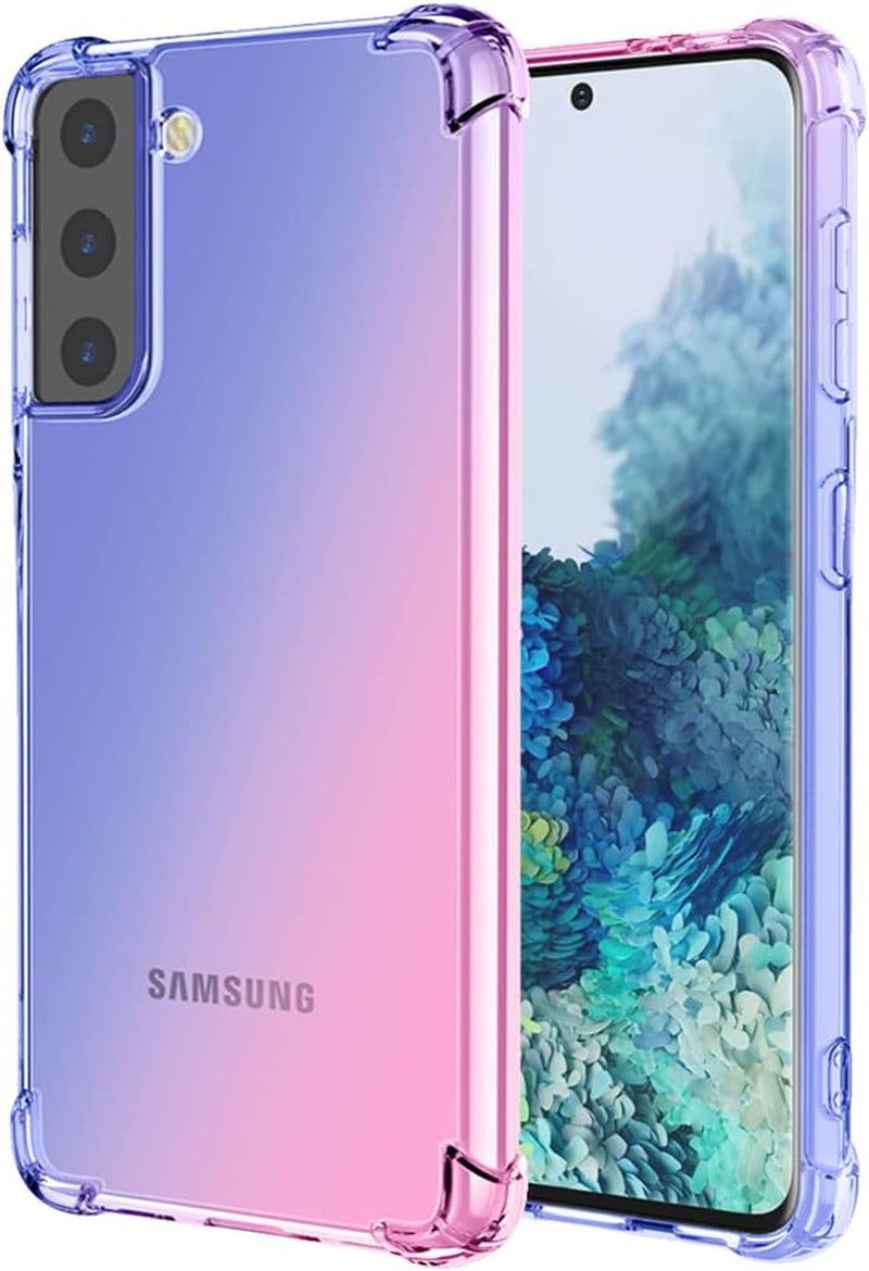 Vokuha for Galaxy S21 plus Case,Samsung S21 + Case, Cute Clear Gradient Slim Shockproof Soft Flexible TPU Back Phone Protective Cover for Samsung Galaxy S21 plus 5G (Black/Gold)  Vokuha Blue/Pink  