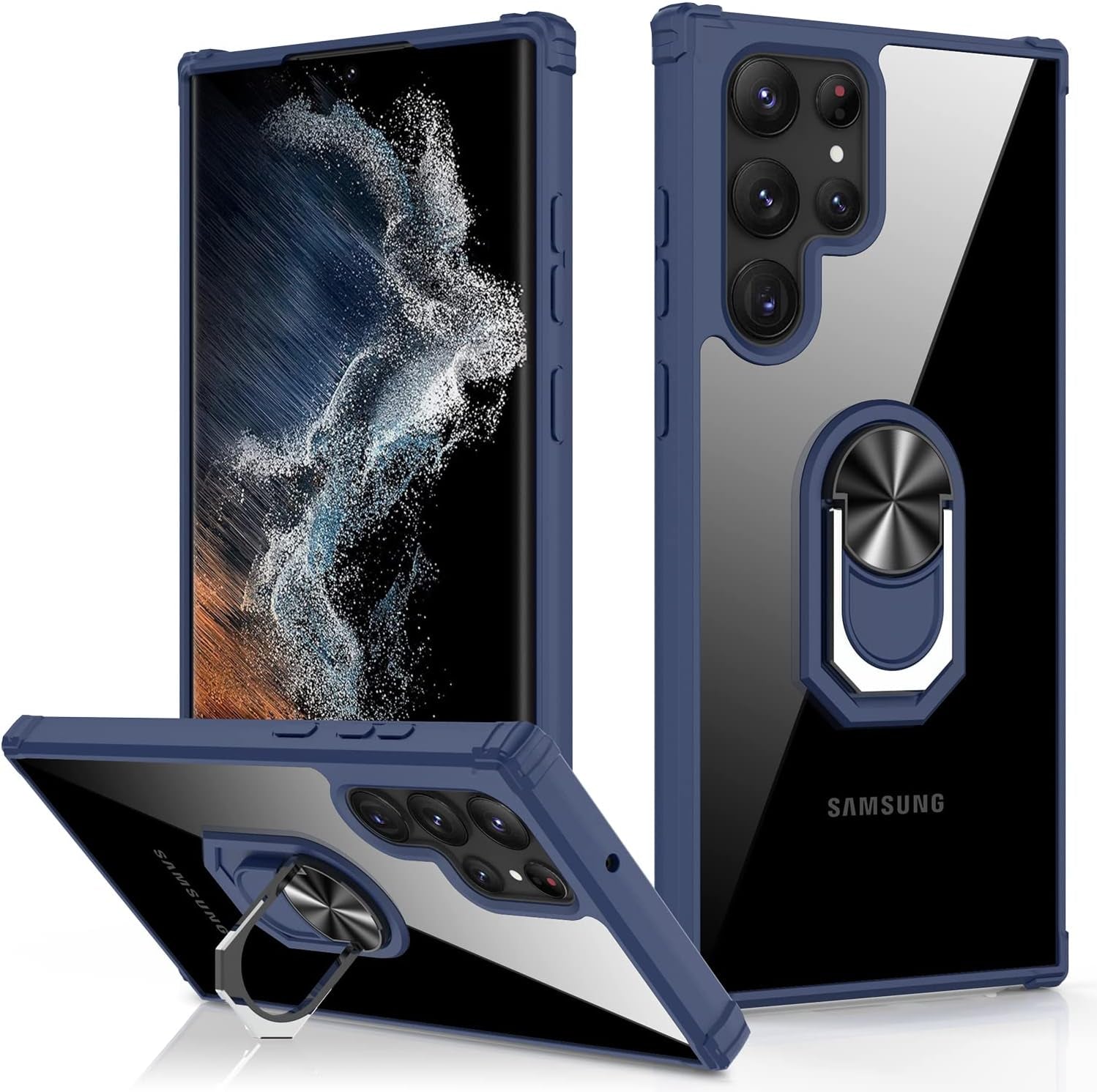 LUMARKE Galaxy S22 plus Case with Camera Cover,Samsung S22 plus Cover Pass 16Ft Drop Test Military Grade Heavy Duty Protective Phone Case with Kickstand for Samsung Galaxy S22 plus Black  LUMARKE Clear Blue Galaxy S22 Ultra 6.8''-L 