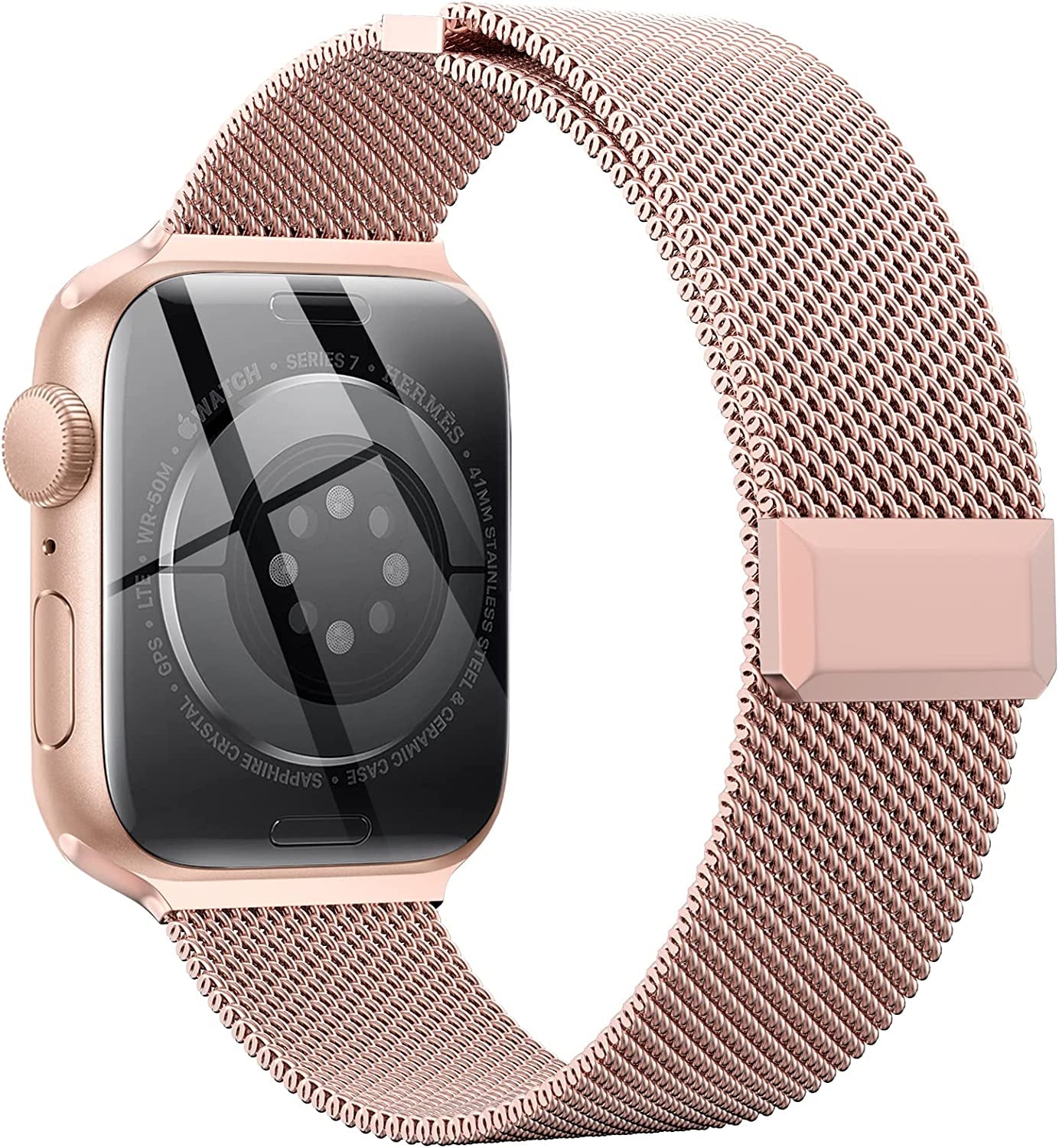 EPULY Compatible with Apple Watch Band 42Mm 44Mm 45Mm 49Mm 38Mm 40Mm 41Mm,Stainless Steel Mesh Loop Magnetic Clasp Bands for Iwatch Ultra Series 8 SE 7 6 5 4 3 2 1 Women Men  EPULY Champagme gold 41mm/40mm/38mm 