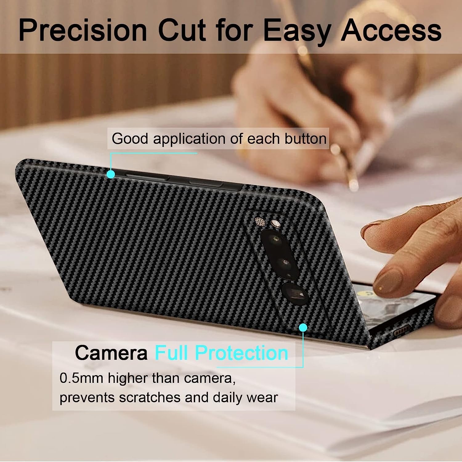 Kaisenkec Slim & Thin Case Compatible with Google Pixel Fold, 100% Carbon Fiber Cover for Pixel Fold 7.6" 5G, Matte Black  kaisenkec   