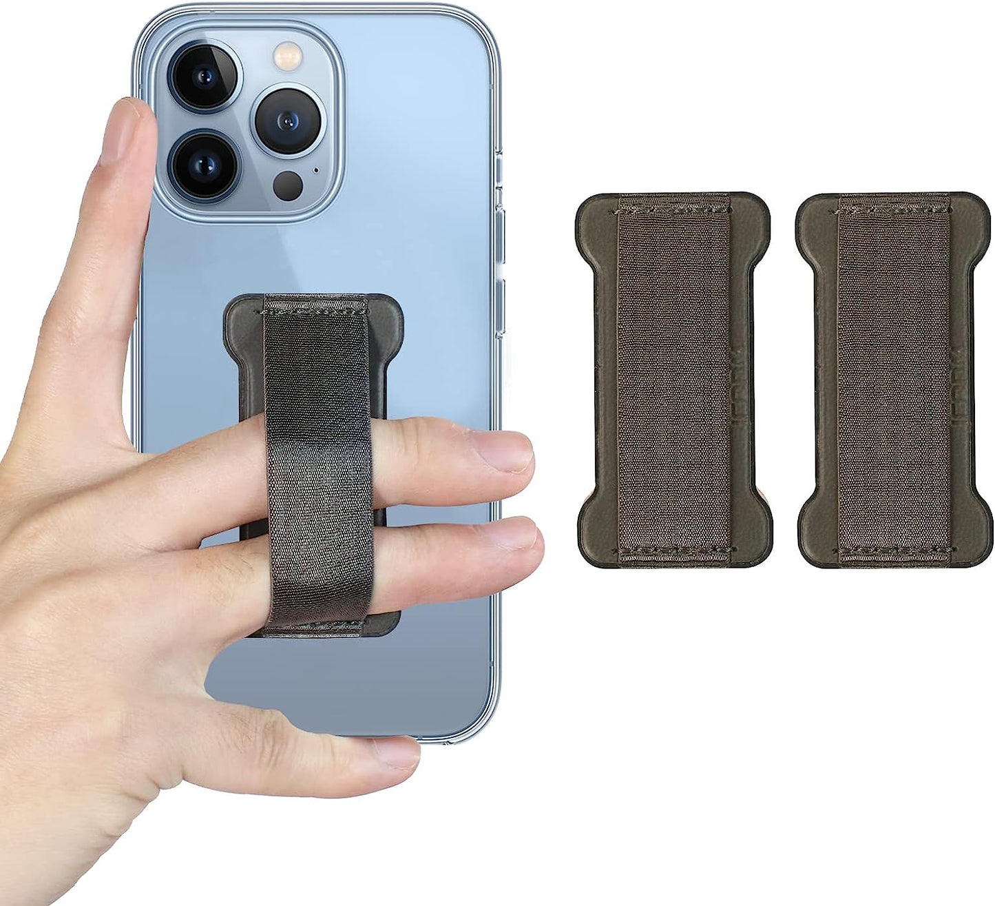 WUOJI - Finger Strap Phone Holder - Ultra Thin Anti-Slip Universal Cell Phone Grips Band Holder for Back of Phone - 2Pack(Black)  WUOJI Grey  