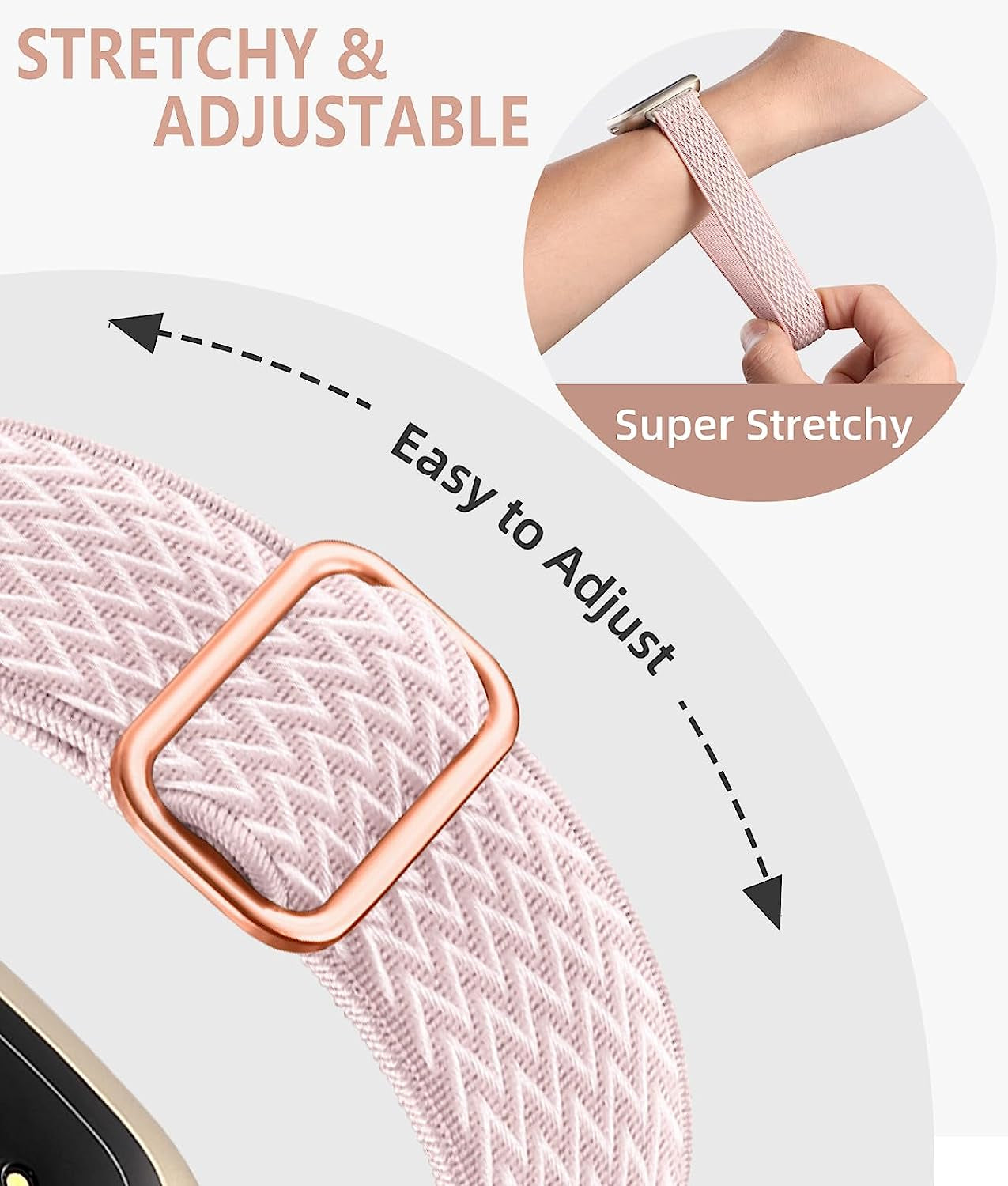 Adorve Compatible with Fitbit Sense Bands/Sense 2/Versa 3/Versa 4 Bands for Women Men, Adjustable Breathable Elastic Nylon Solo Loop Replacement Straps for Fitbit Versa 4/Versa 3/Sense 2/Sense Watch  Adorve   