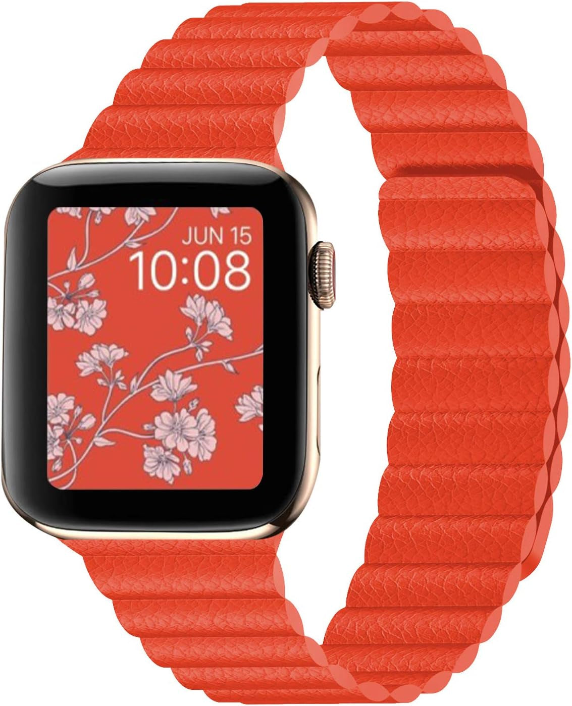 INI Compatible with Apple Watch Band 49Mm 45Mm 44Mm 42Mm 41Mm 40Mm 38Mm - Enhanced Adjustable Leather Strap with Magnetic Closure System for Iwatch Series Ultra/8/7/Se/6/5/4/3/2/1 - Black  INI Technologies Tangerine 42mm/44mm/45mm/49mm 7.0"-9.0" 
