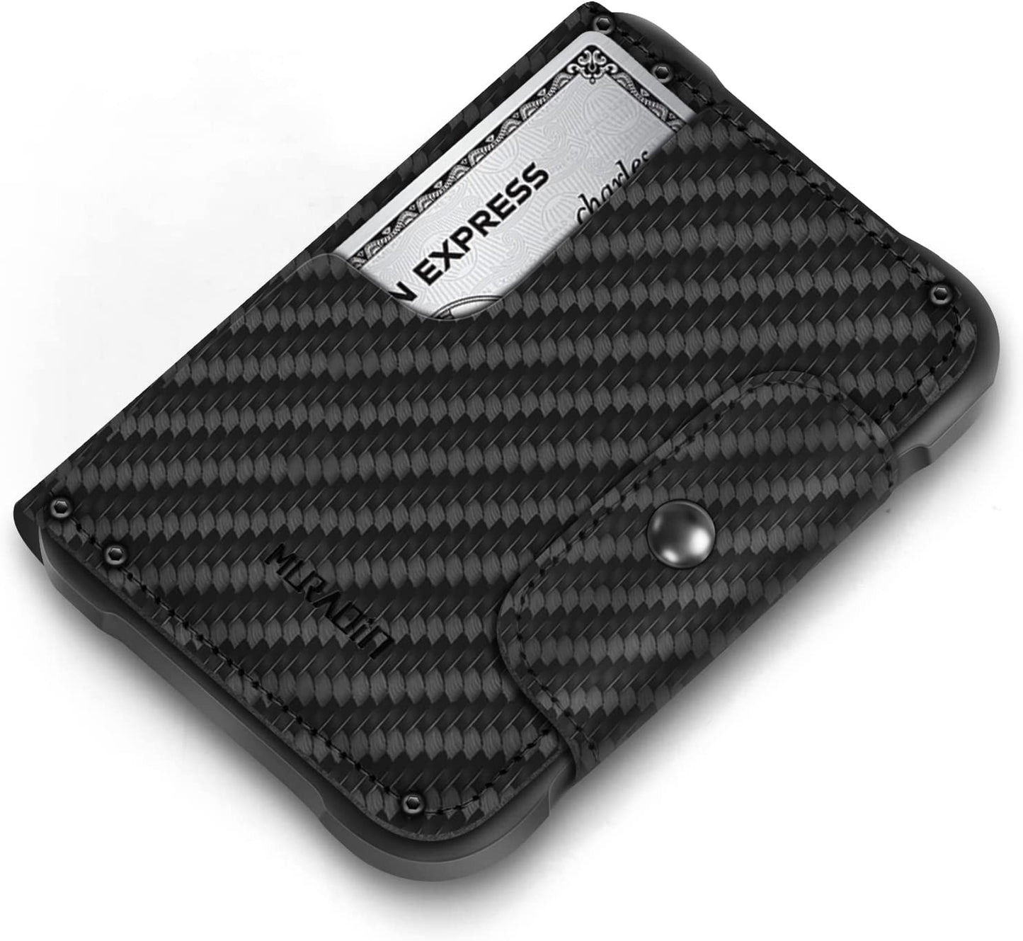 MURADIN Chocolate Front Pocket Wallet for Men Travel Tactical Bifold RFID Blocking Aluminum Metal Leather Money Cards Holder Ideal Men'S Gift  ENIGMA CARBON FIBER  