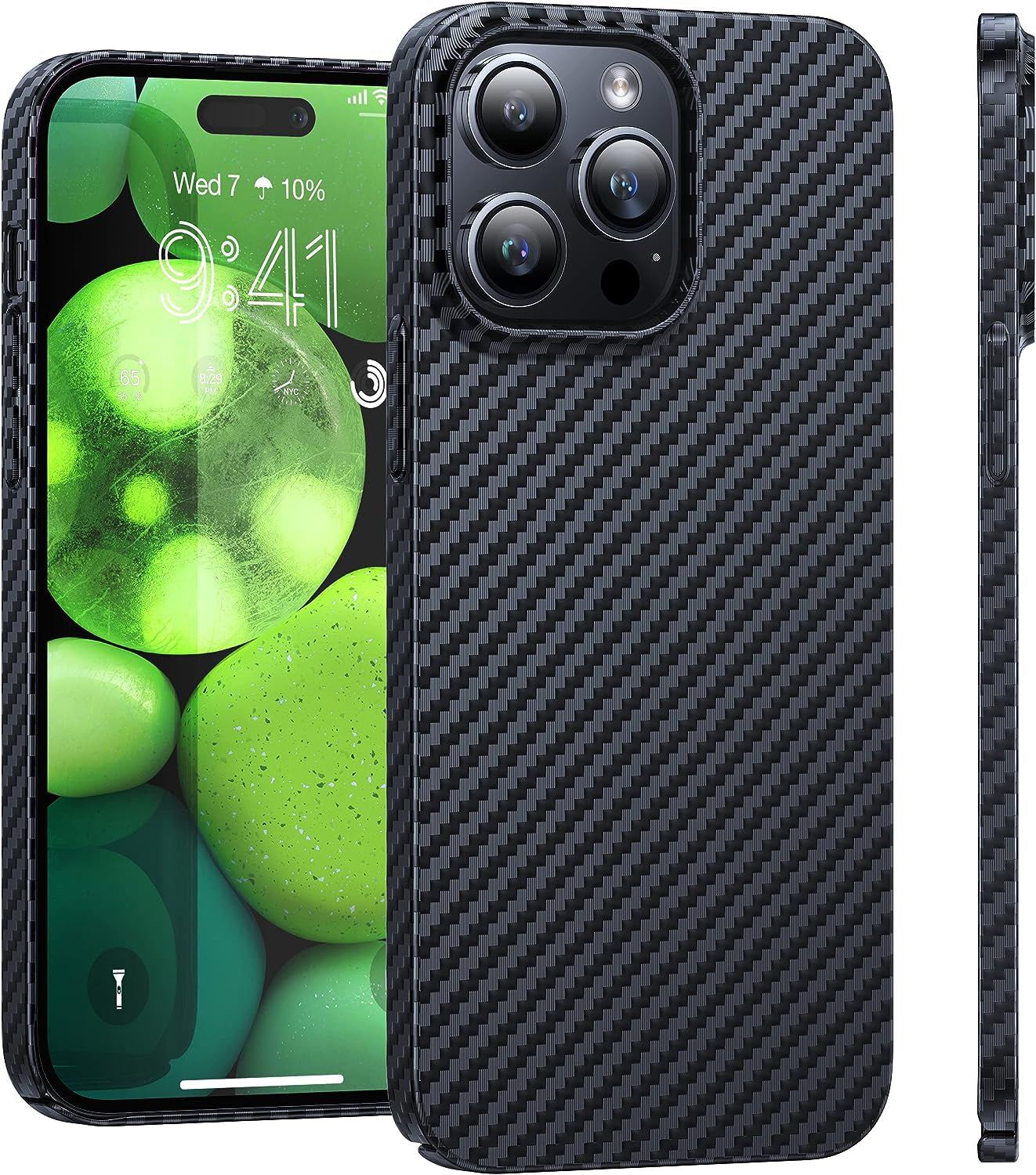 TORRAS Originfit for Iphone 14 Pro Case Slim Fit, Super Thin Lightweight Hard PC Cover ONLY Compatible with Iphone 14 Pro Phone Case-6.1 Inch, Silver  TORRAS 4-Fiber Black Iphone 14 Pro, 6.1'' 